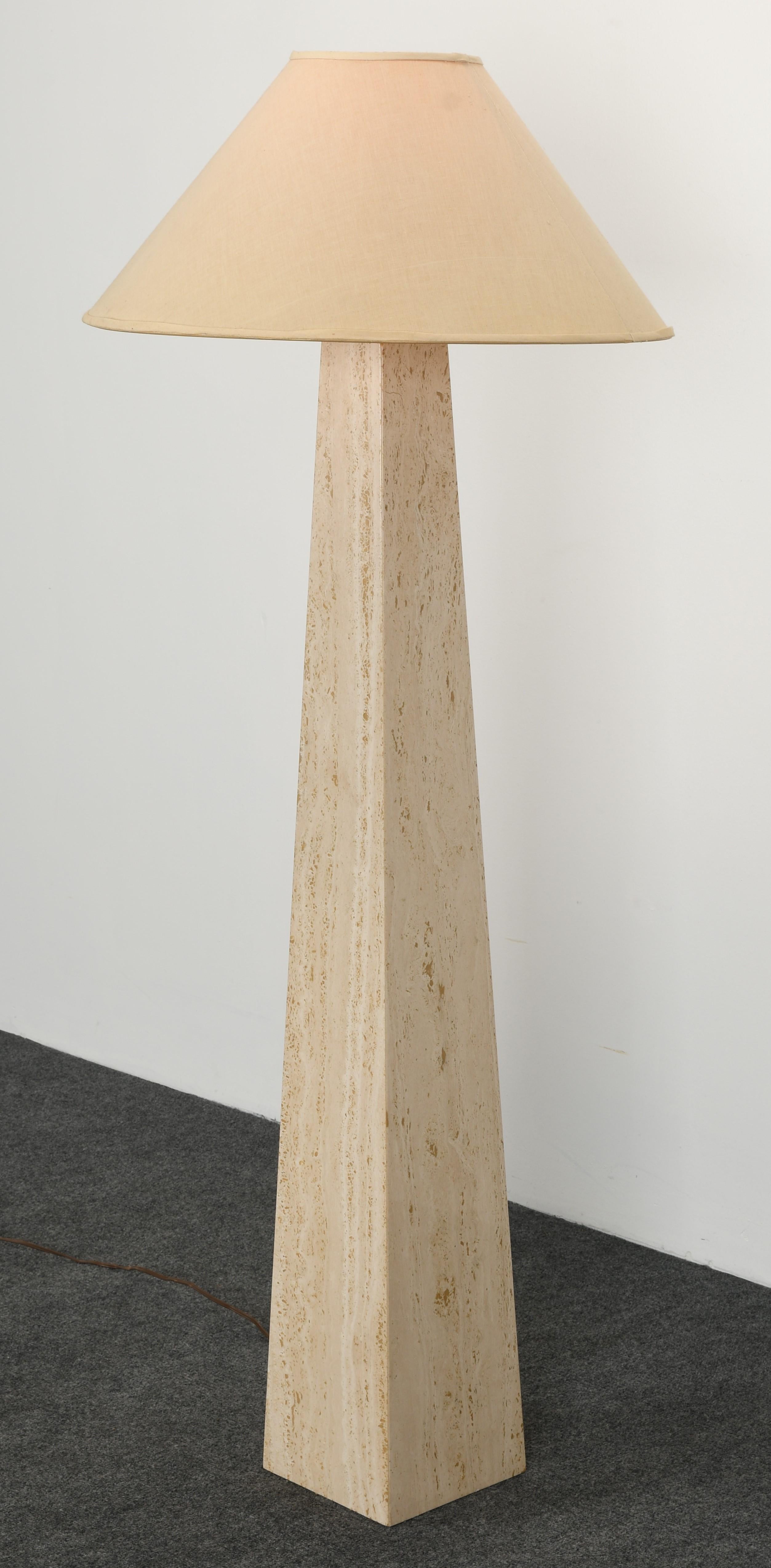Late 20th Century Travertine Roche Bobois Style Obelisk Floor Lamp, 1980s