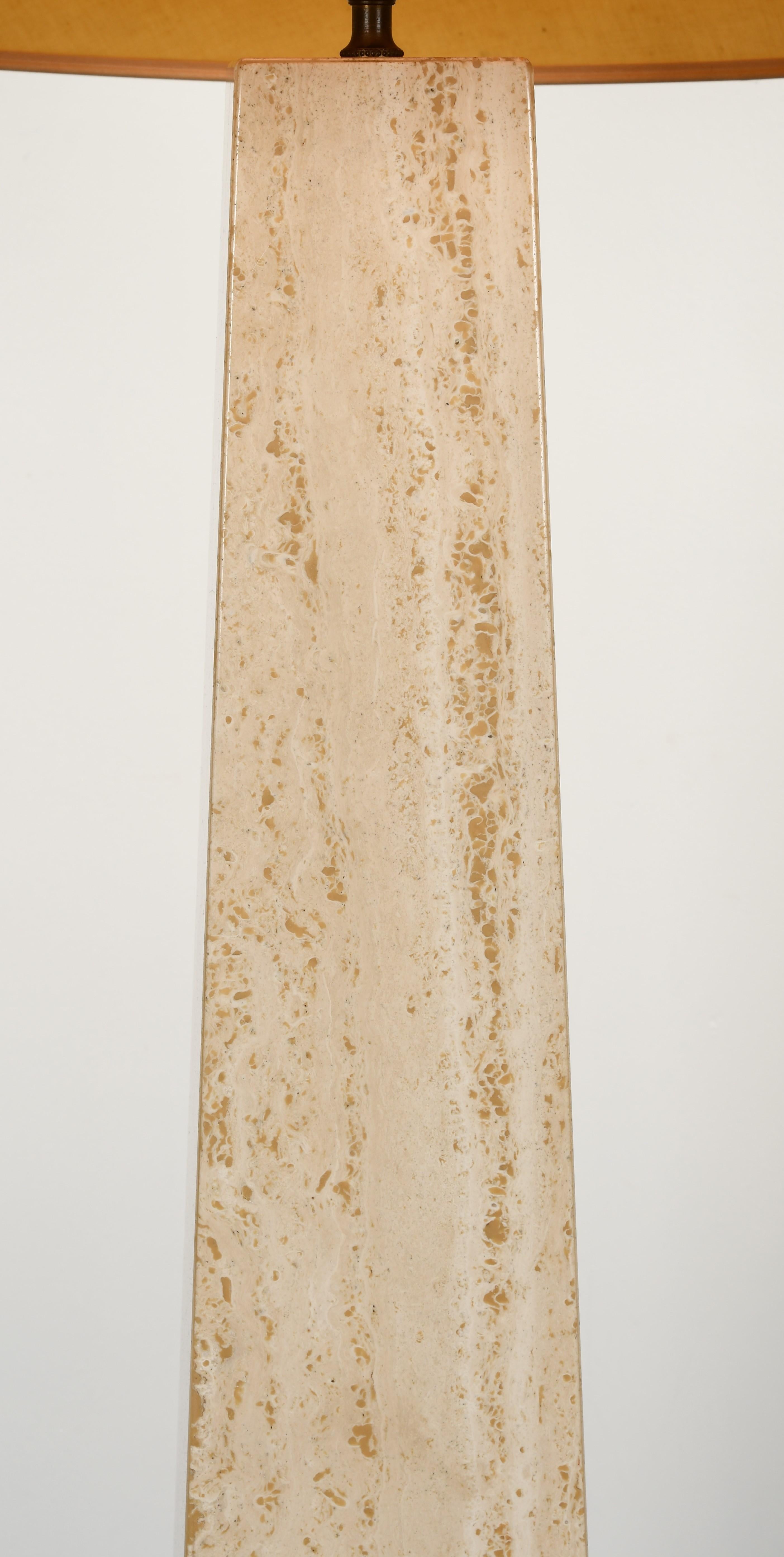 Travertine Roche Bobois Style Obelisk Floor Lamp, 1980s 2