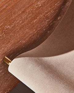 Travertine Rosso, Brass, and Mohair Chair by Slash Objects