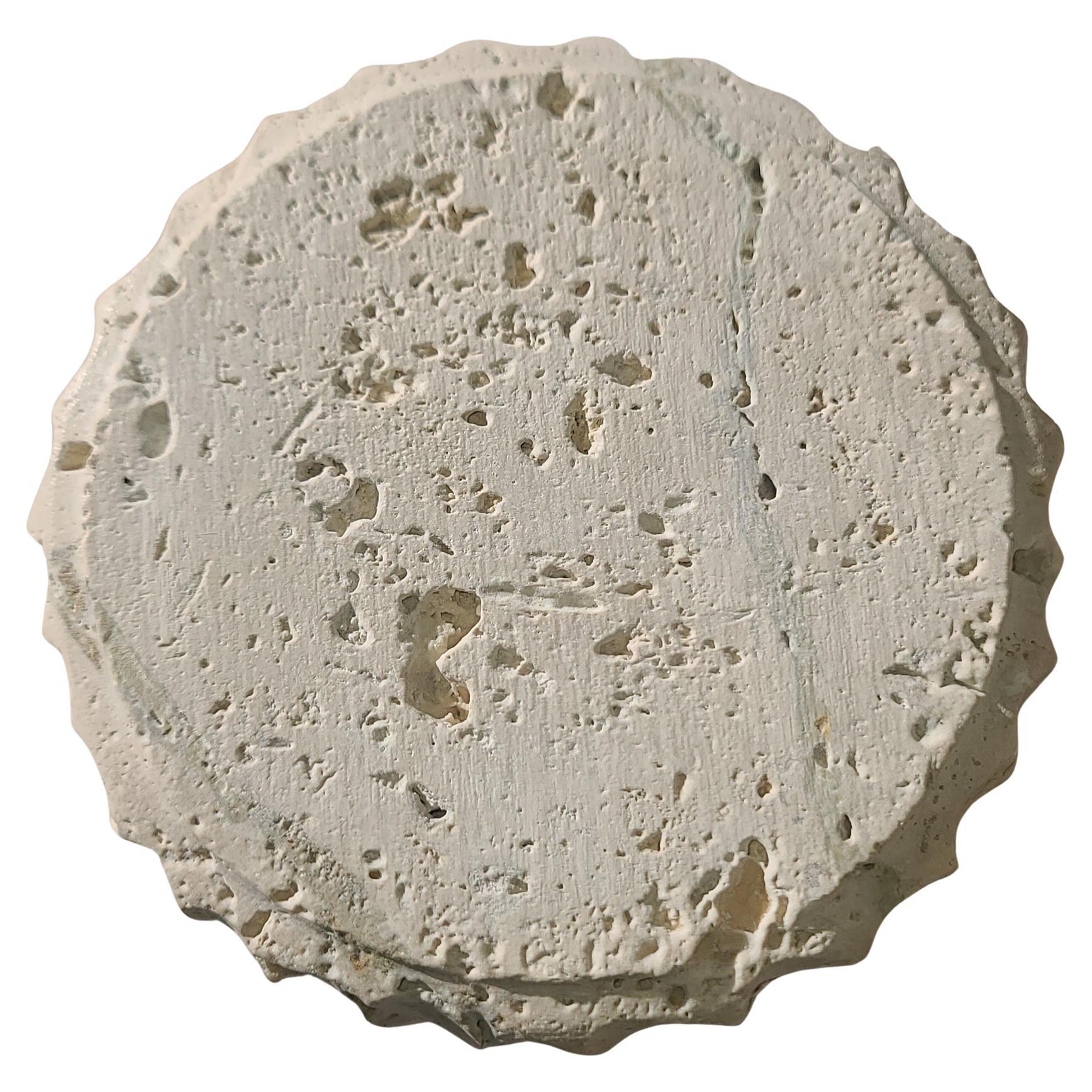 Travertine Round Candle Holder For Sale