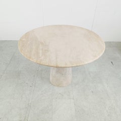 Travertine round dining table, 1970s