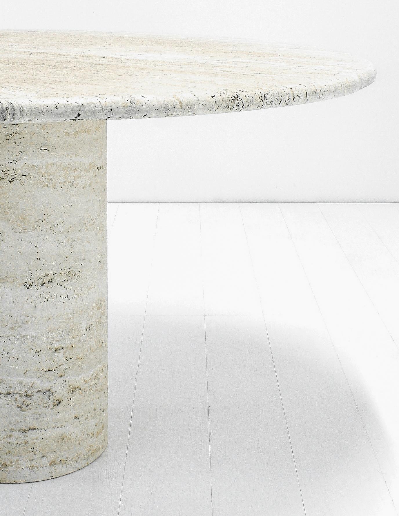 Travertine Round Dining Table attributed to Angelo Mangiarotti for Up&Up, 1970s For Sale 5