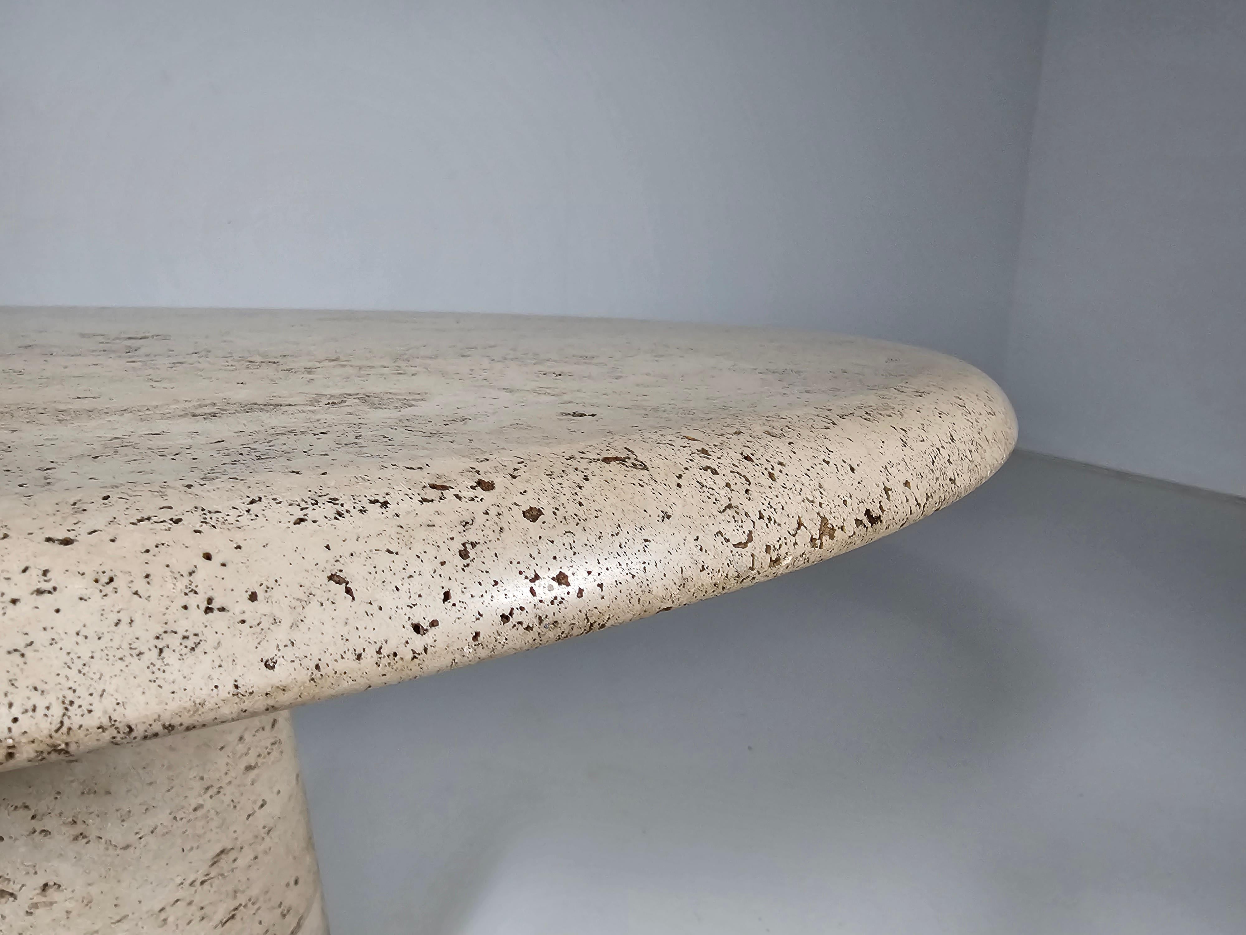 Travertine round dining table by Angelo Mangiarotti for Up&Up, 1970s For Sale 4