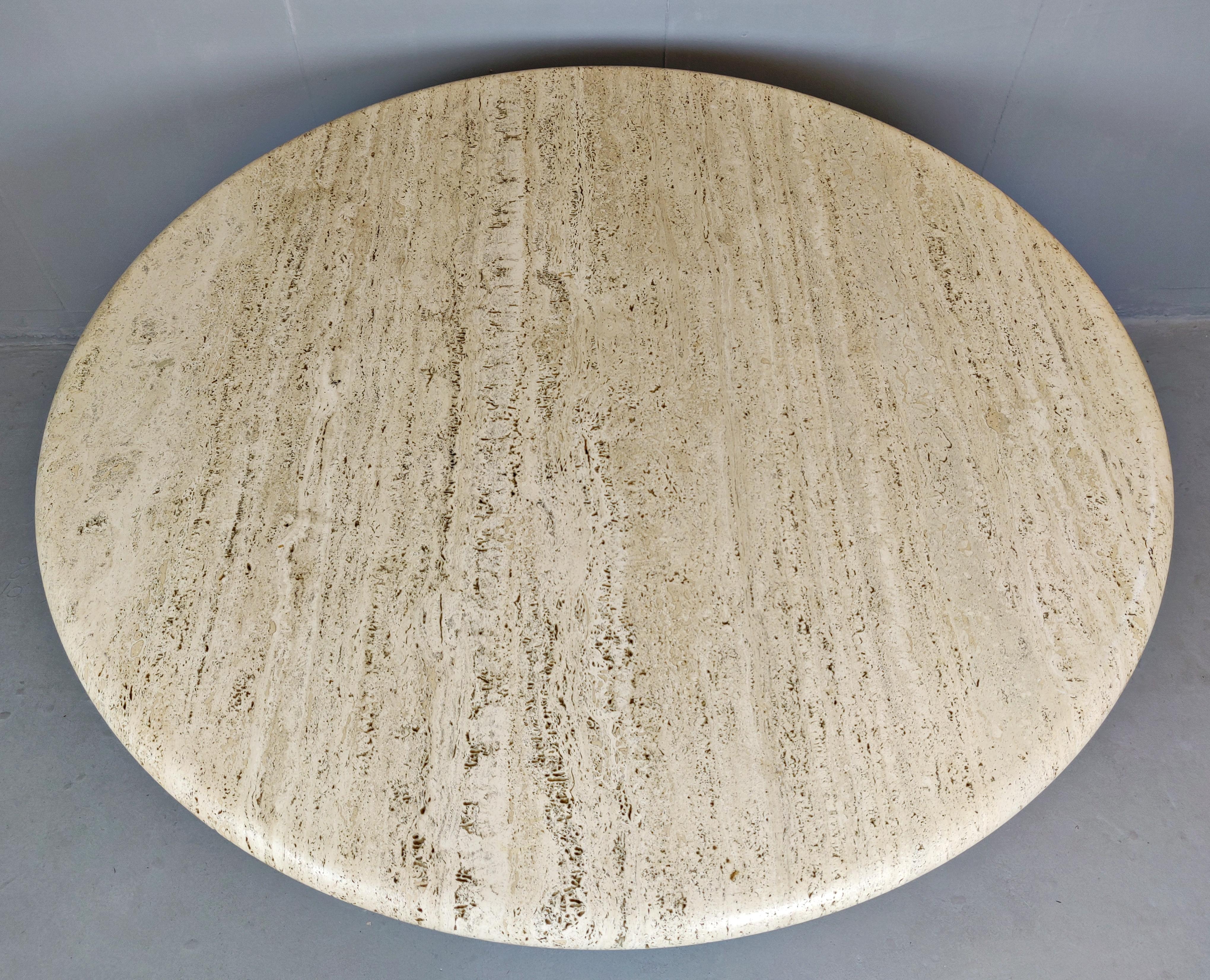 Travertine Round Table, 1970s In Good Condition In Brussels, BE