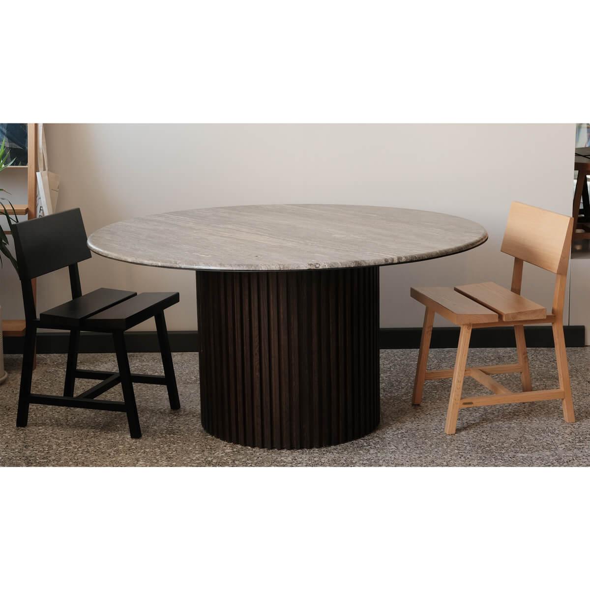 The DOCIA Series Marble-Top Solid Oak Table is a seamless fusion of modern design and natural materials. Featuring a natural travertine marble tabletop and premium solid oak slatted legs, this table combines elegance, durability, and functionality,