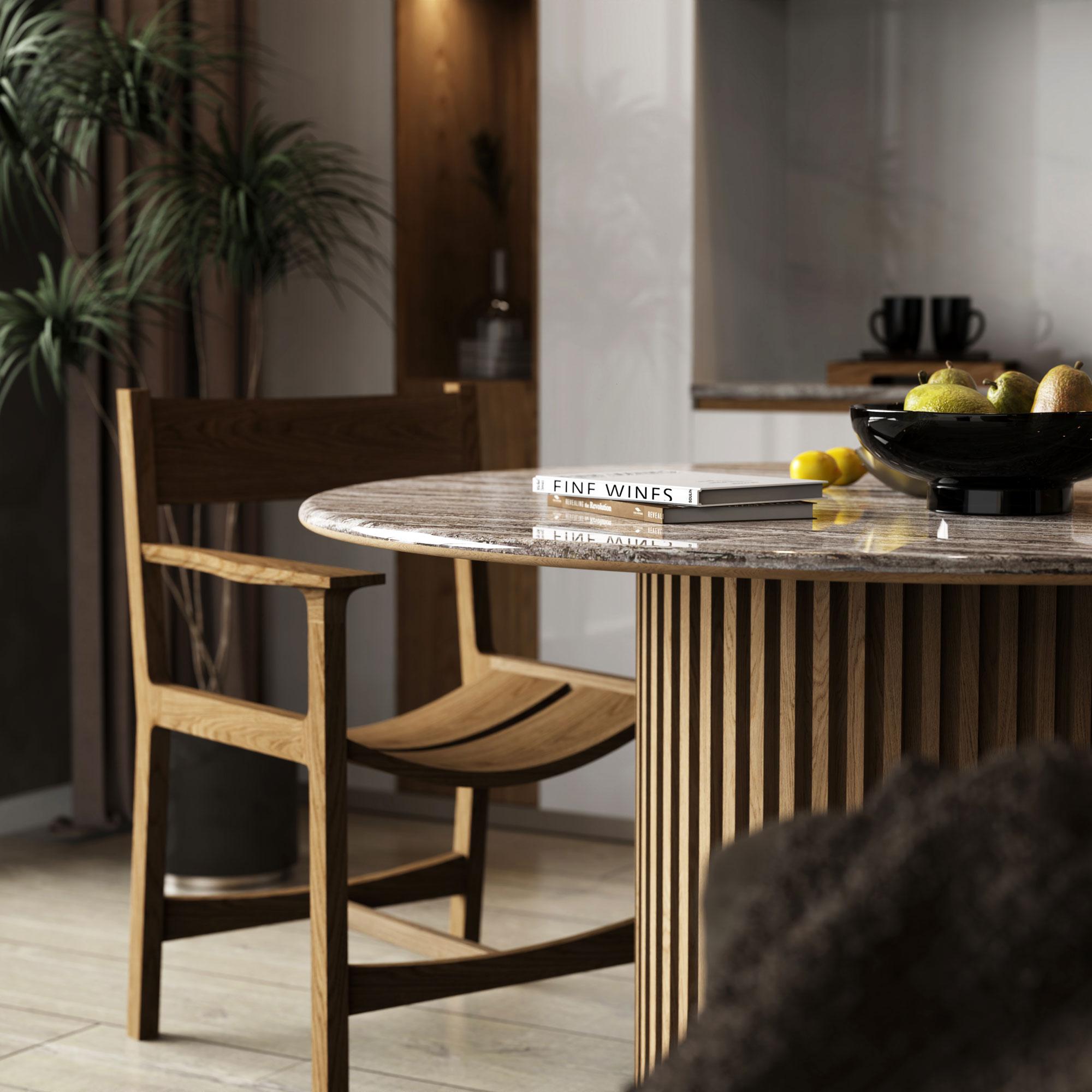 Travertine Round Table – DOCIA In New Condition For Sale In İzmir, İzmir