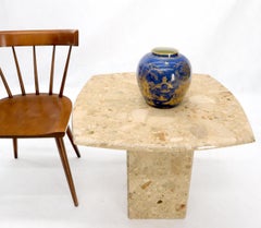 Travertine Rounded Square Side Occasional Coffee Table Stand