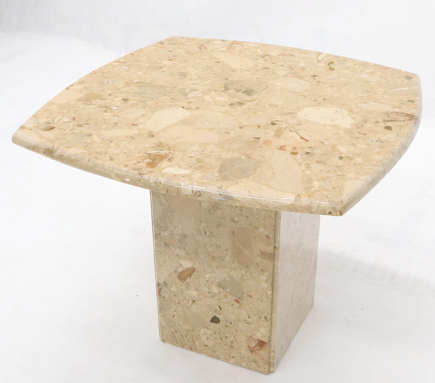 Mid-Century Modern Travertine Rounded Square Side Occasional Coffee Table Stand For Sale