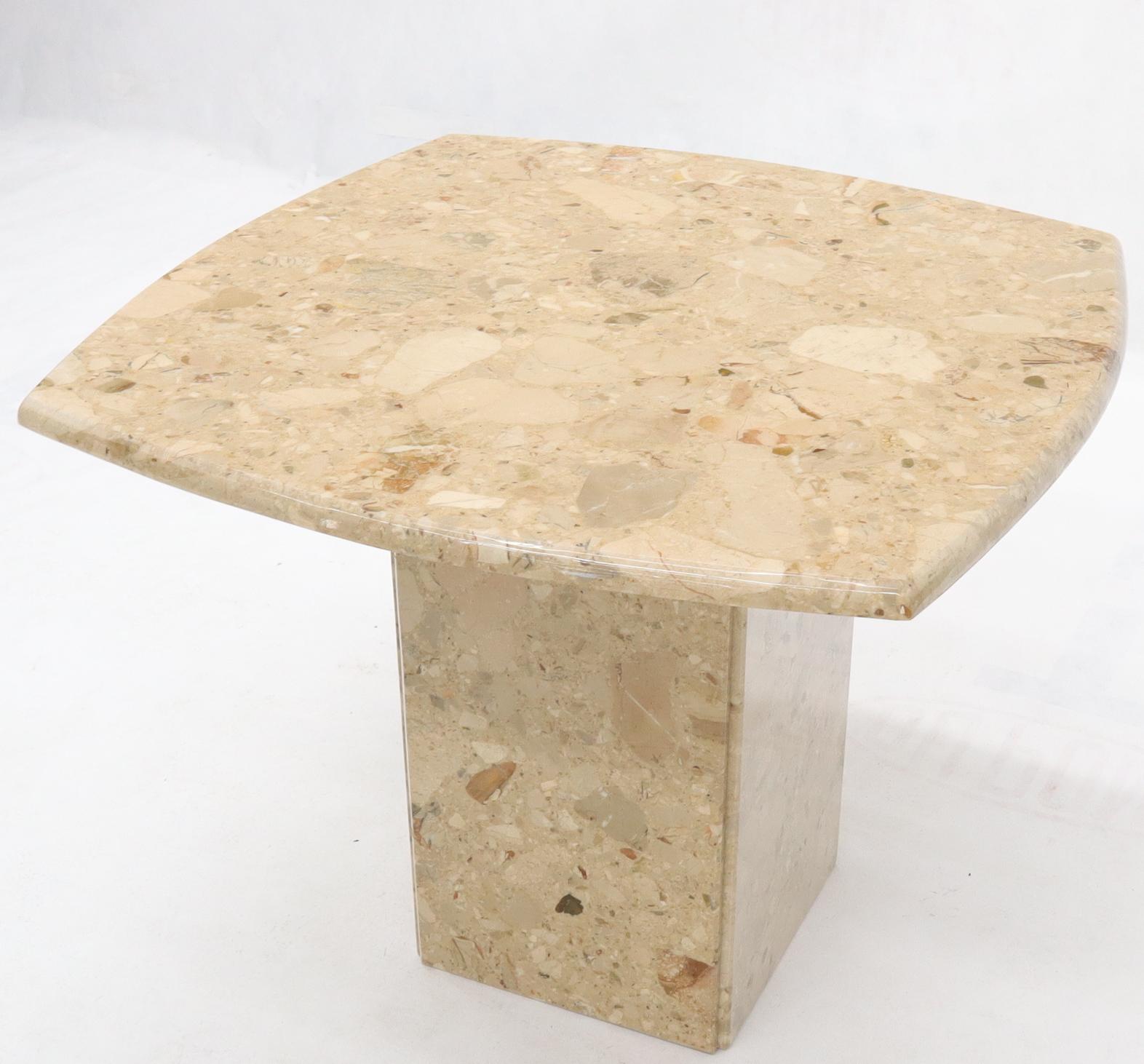 Italian Travertine Rounded Square Side Occasional Coffee Table Stand For Sale