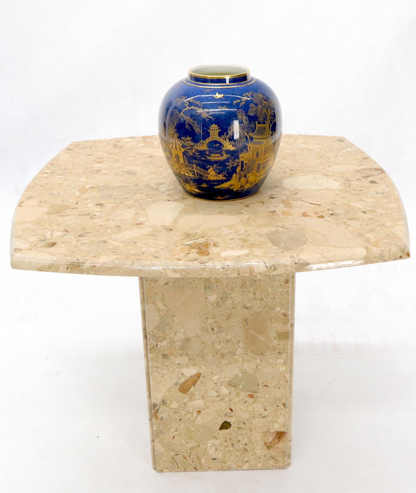 20th Century Travertine Rounded Square Side Occasional Coffee Table Stand For Sale