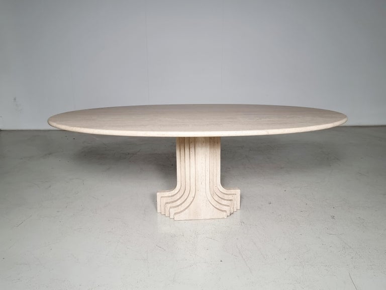 Mid-Century Modern Travertine 'Samo' Dining Table by Carlo Scarpa for Simon Gavina, 1970s For Sale