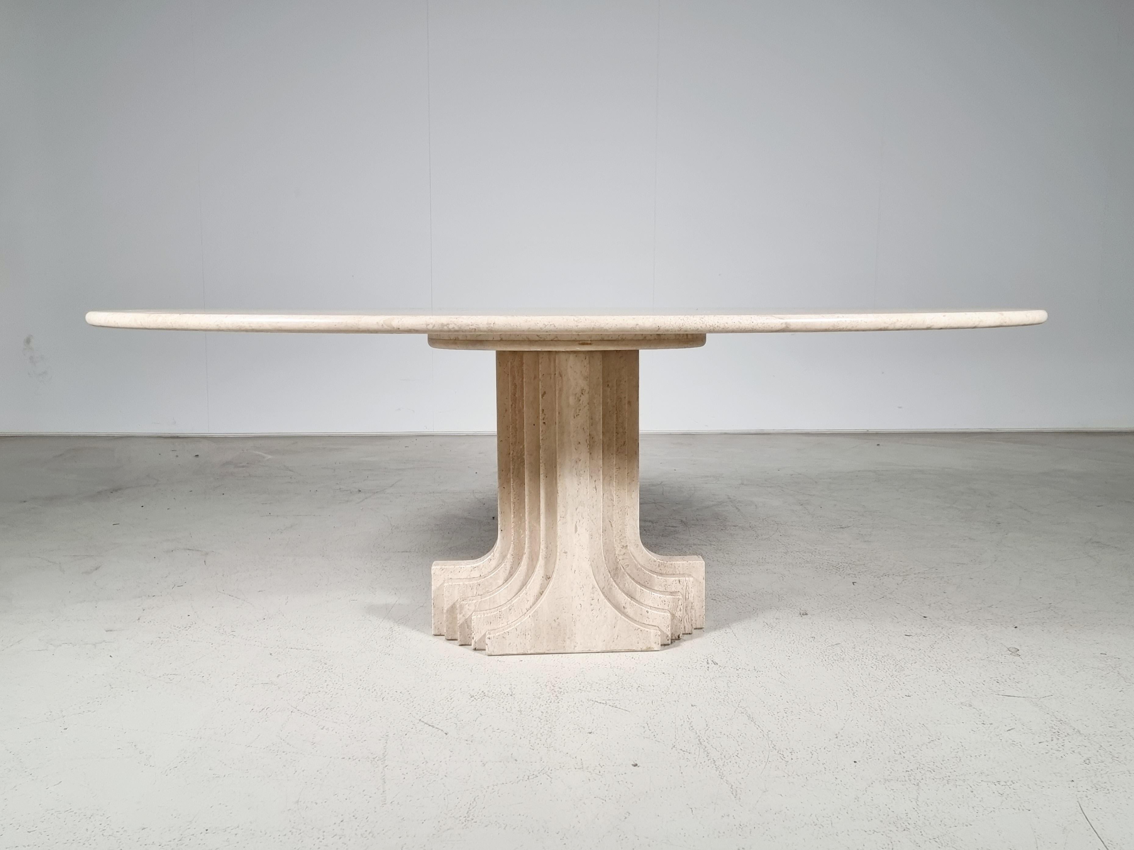 Travertine 'Samo' Dining Table by Carlo Scarpa for Simon Gavina, 1970s In Good Condition In amstelveen, NL