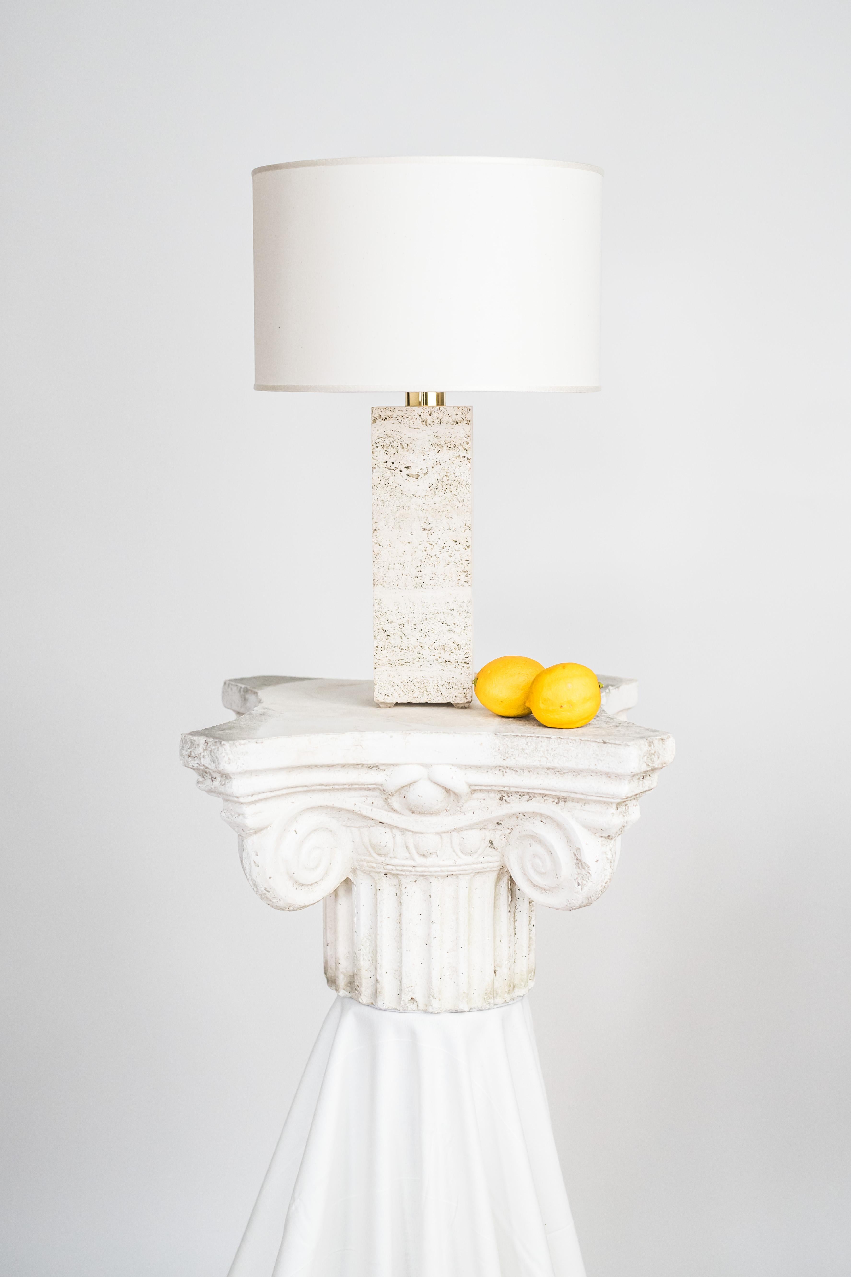 Modern Travertine Sculpted Table Lamp by Brajak Vitberg