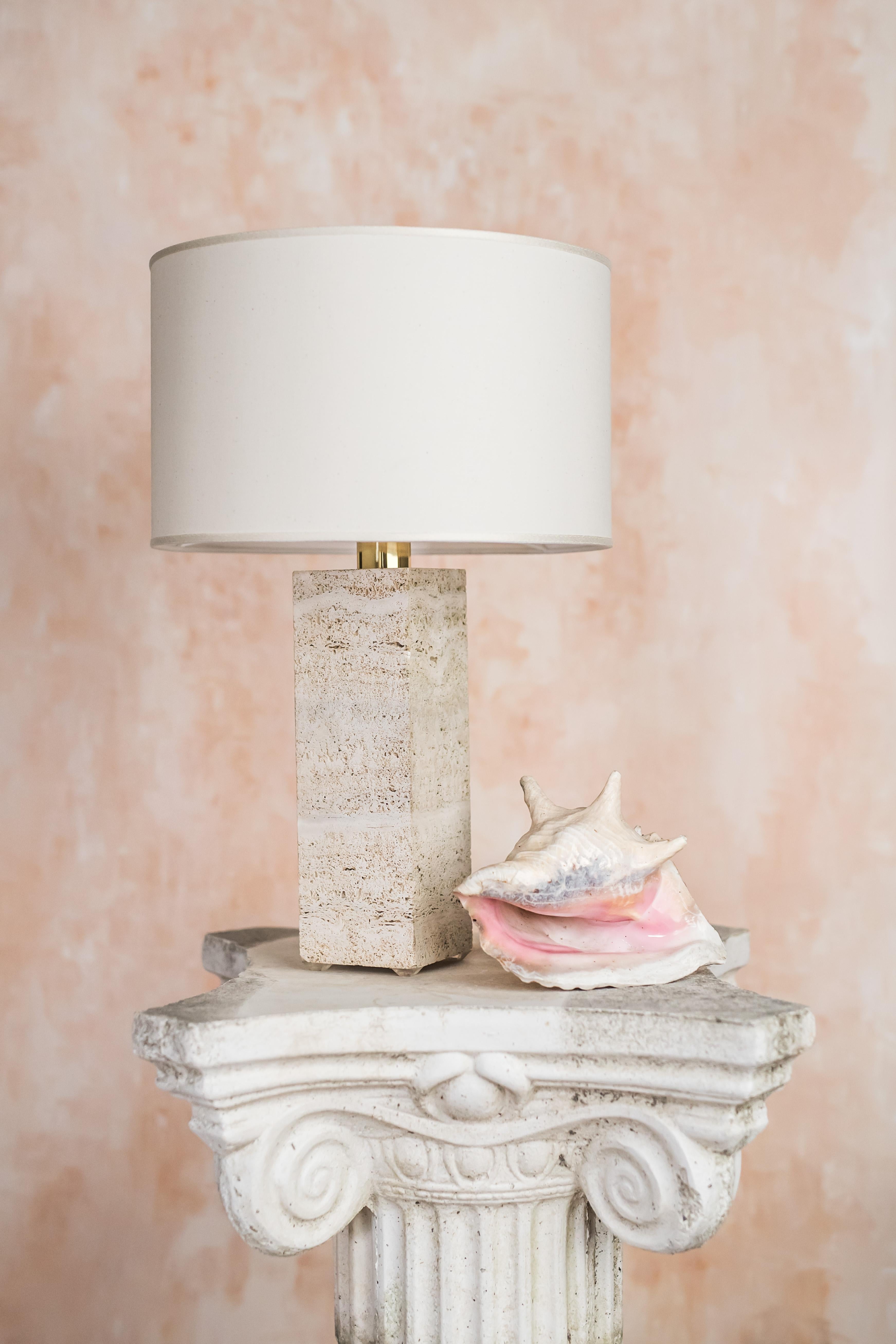 Travertine Sculpted Table Lamp by Brajak Vitberg In New Condition In Geneve, CH
