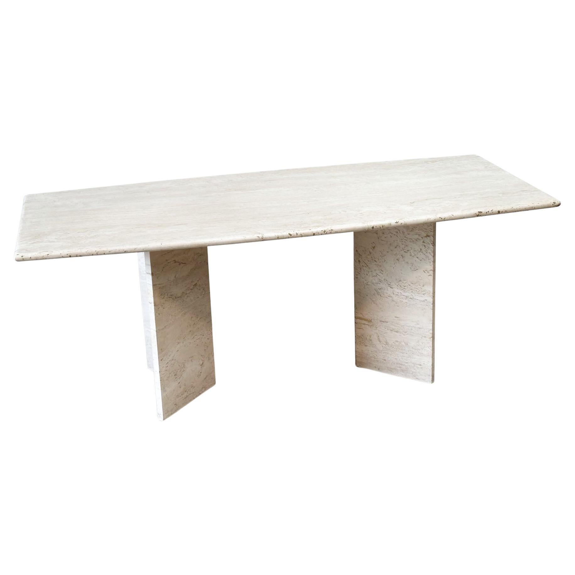 Travertine sculptural dining table