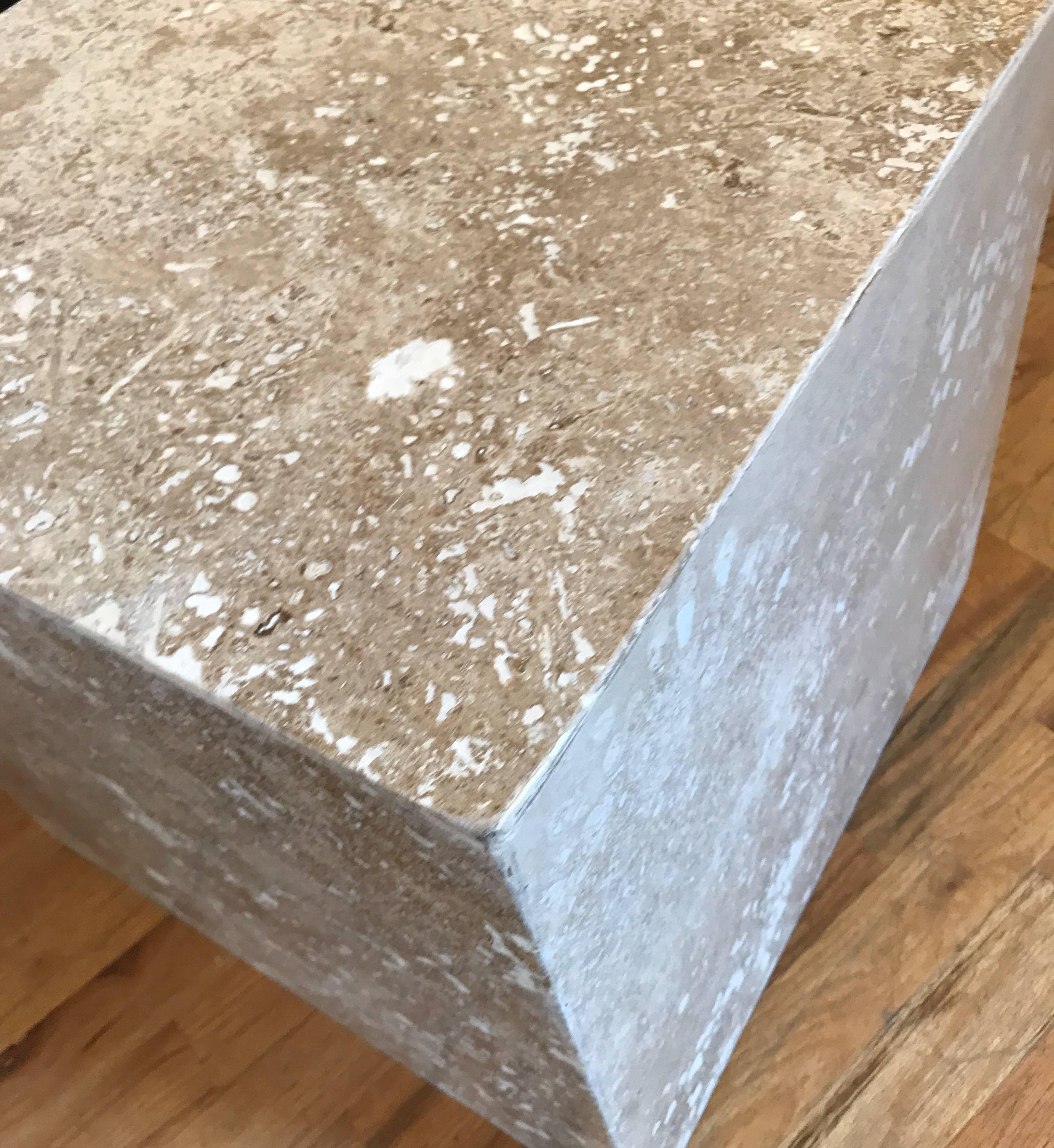 Travertine Side End Table Cube 3