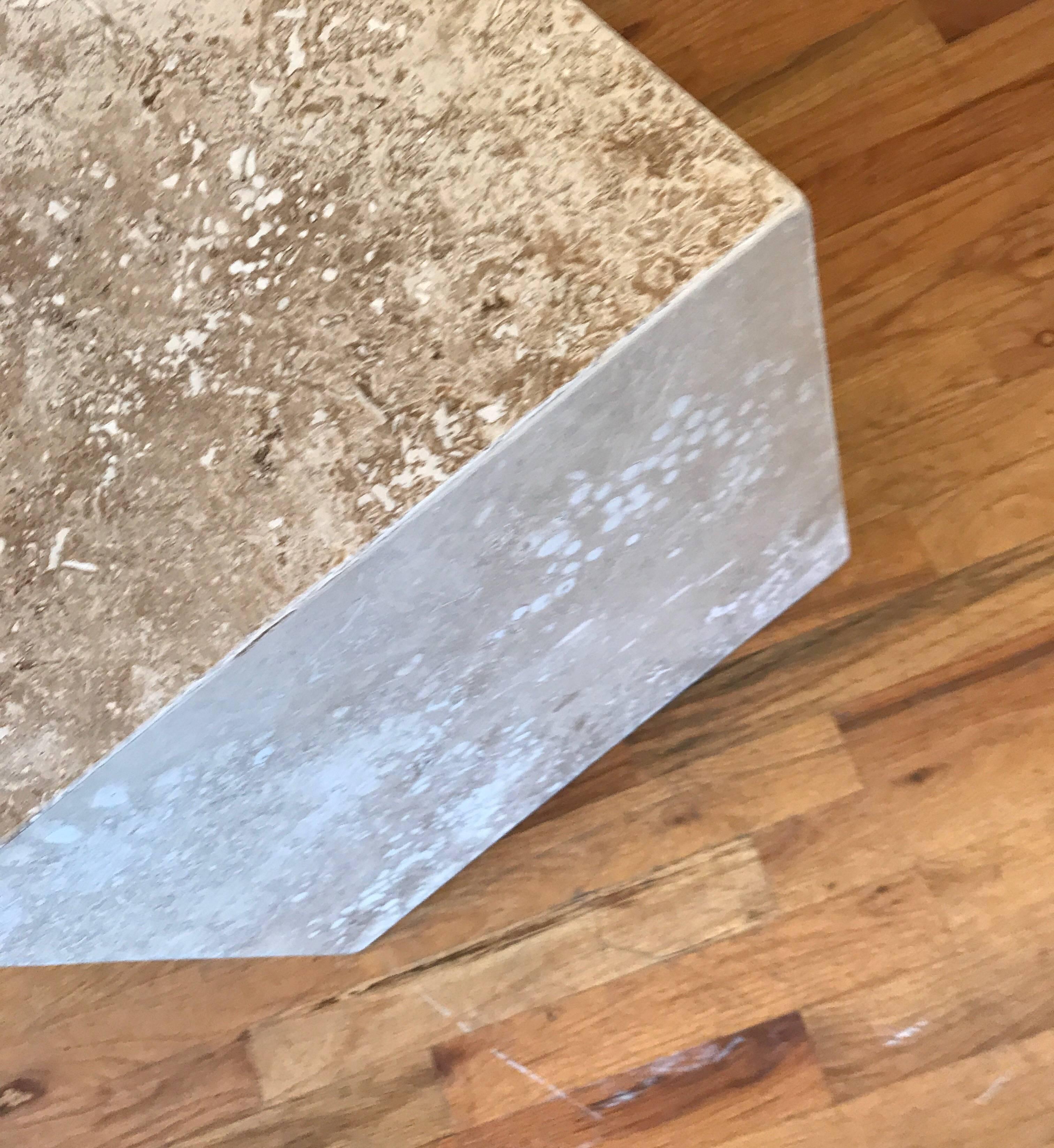 Travertine Side End Table Cube 4