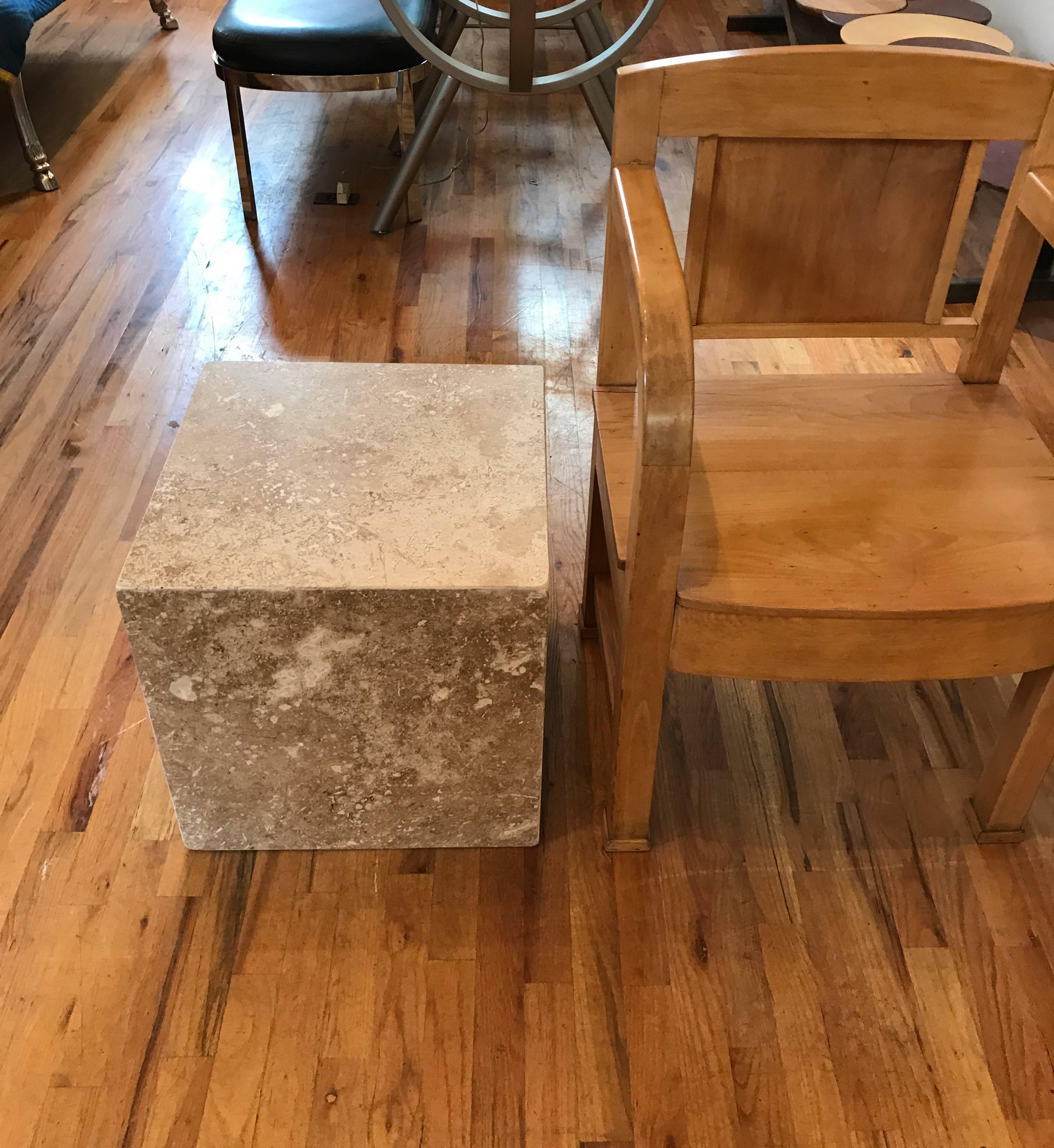 Travertine Side End Table Cube 5