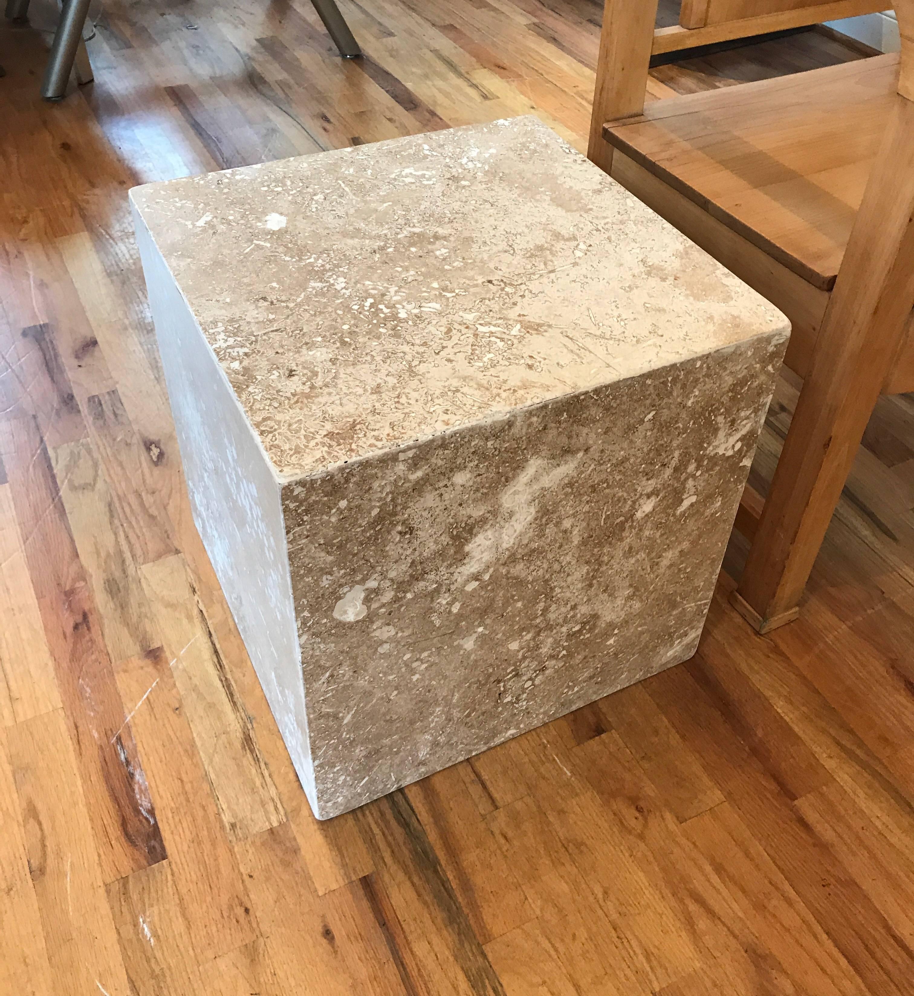 Travertine Side End Table Cube 6