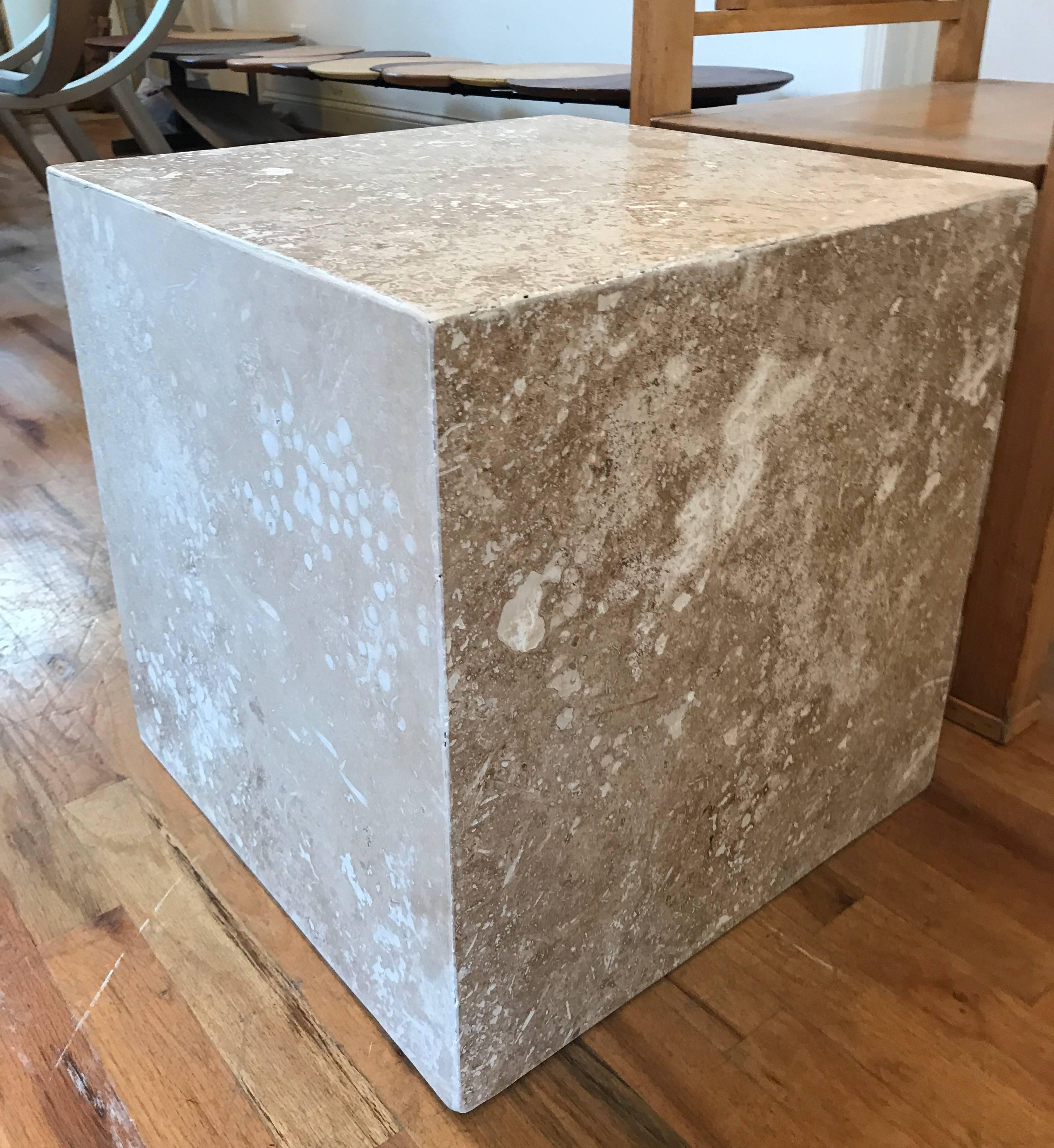 Travertine Side End Table Cube 7