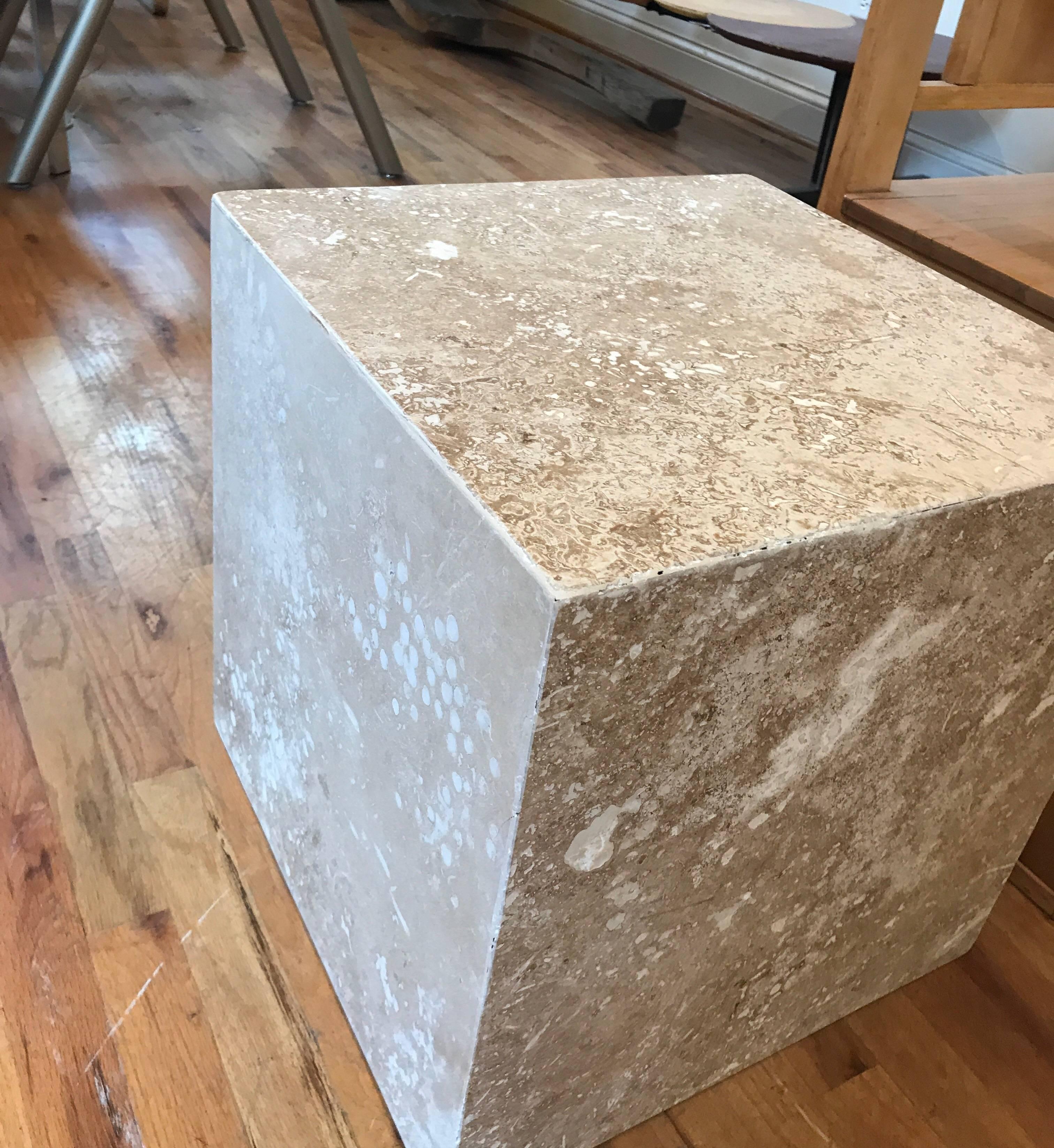 Travertine Side End Table Cube 8
