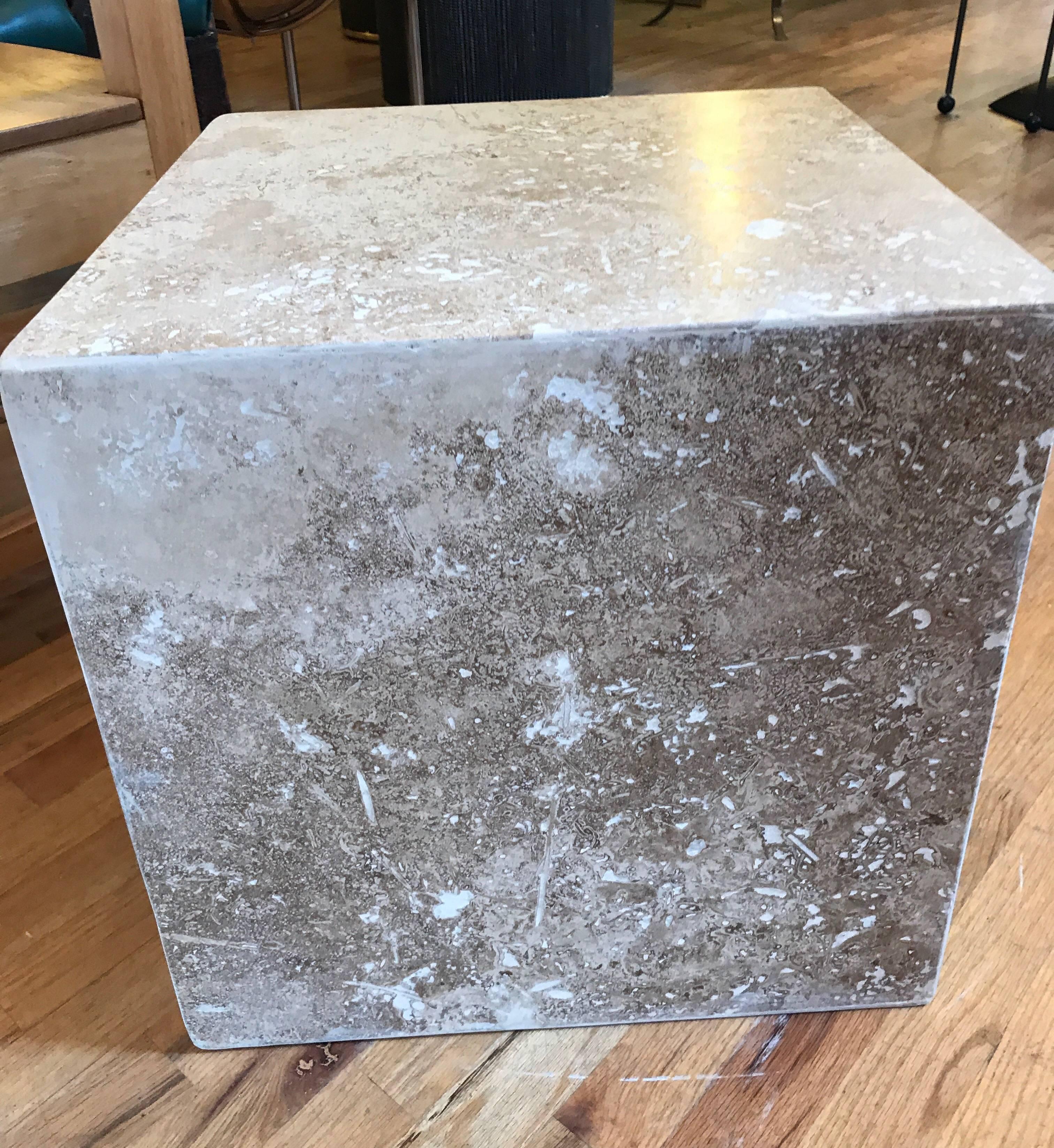 Travertine Side End Table Cube 10