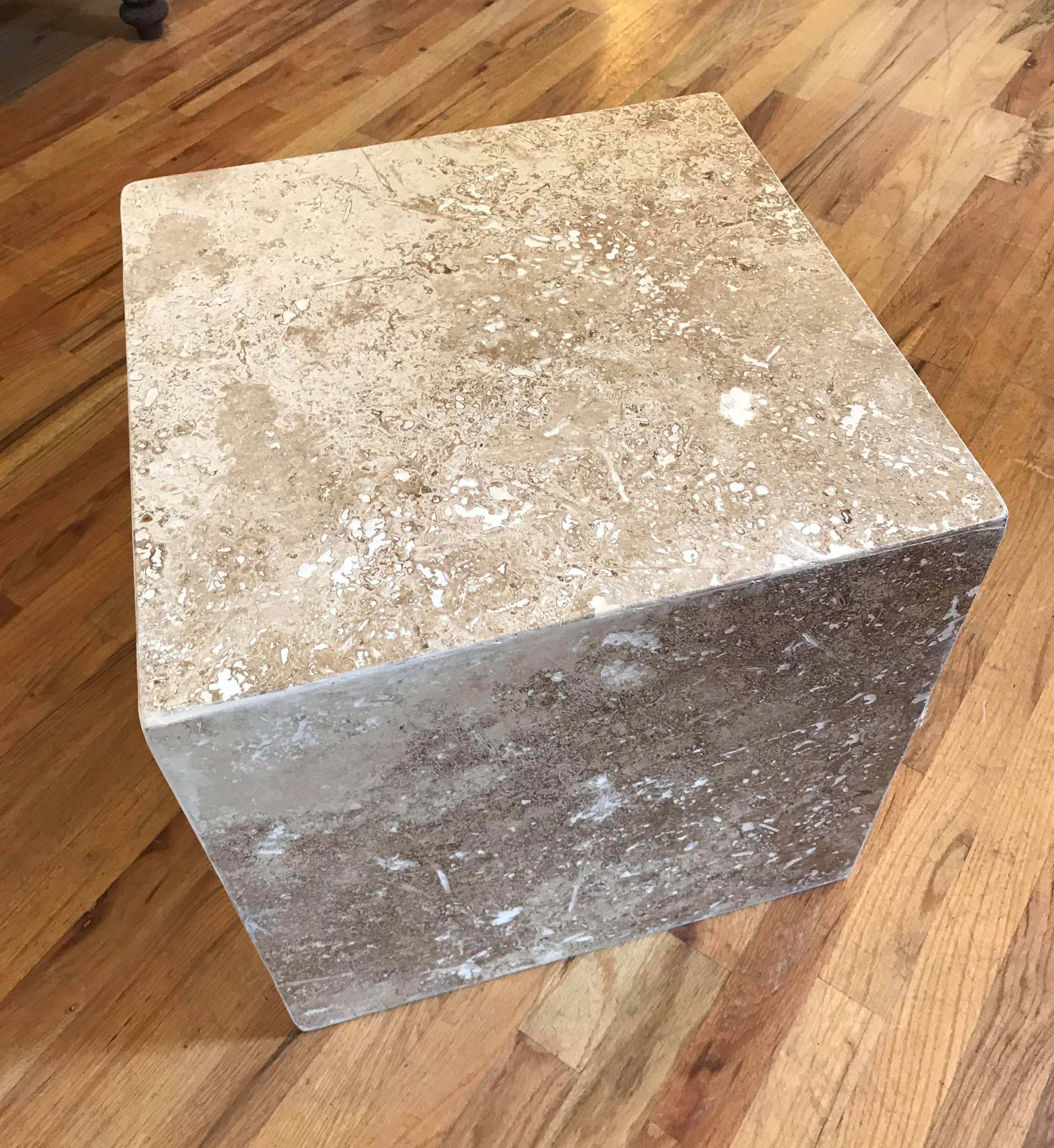 Travertine Side End Table Cube 1