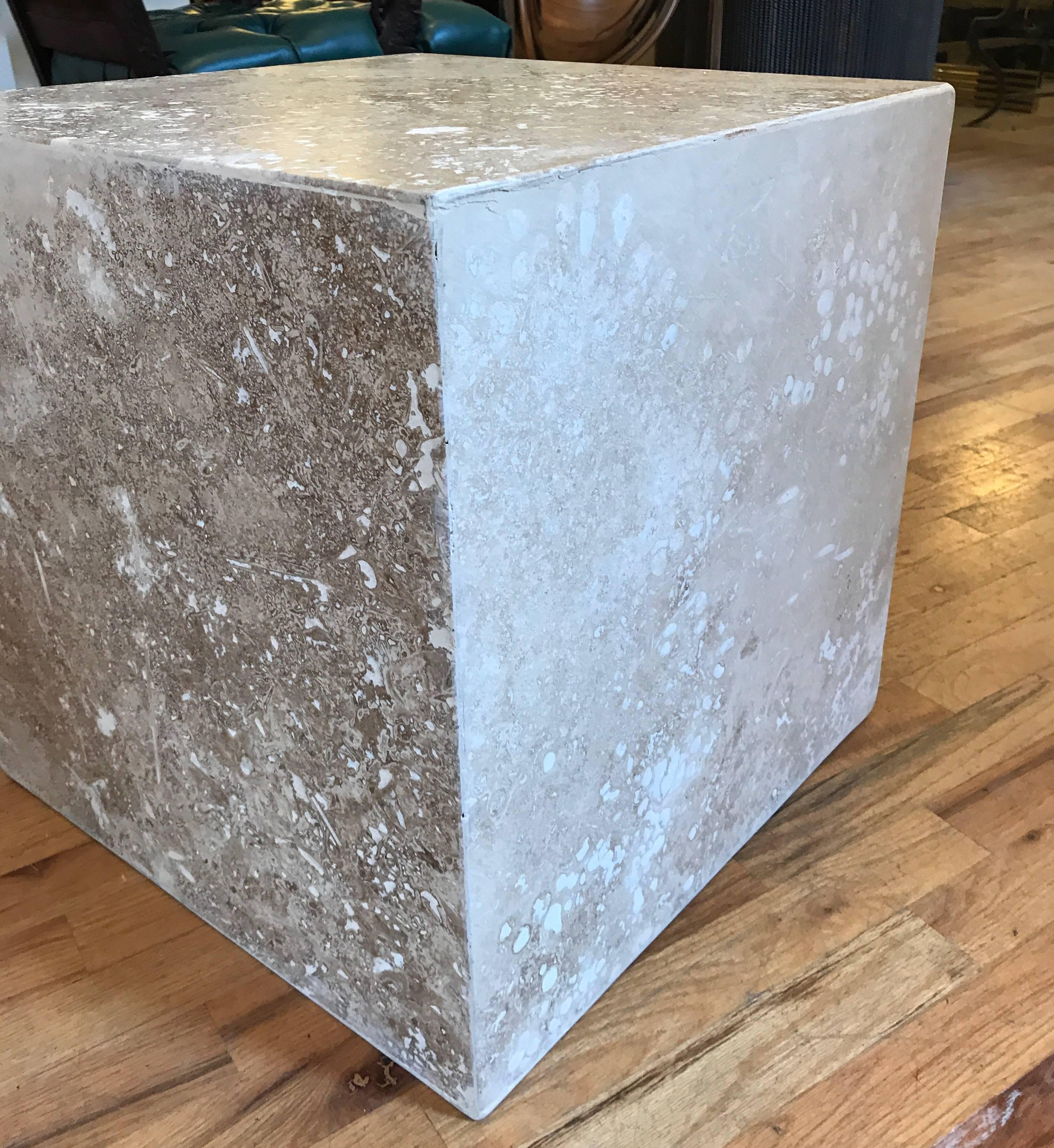 Travertine Side End Table Cube 2