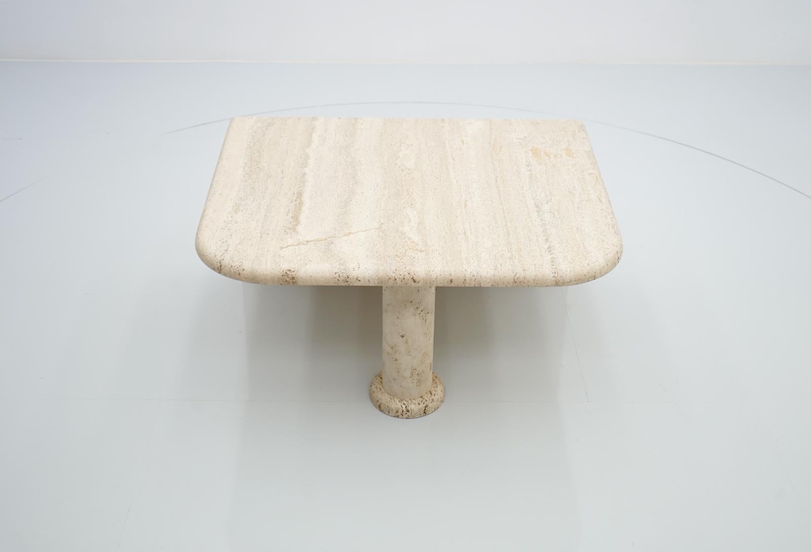 Travertine Side or Coffee Table, Single Night Stand, Italy 70s 5