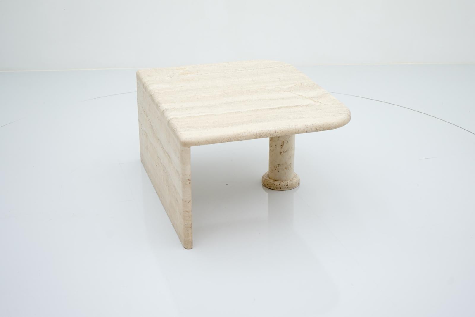 Italian Travertine Side or Coffee Table, Single Night Stand, Italy 70s