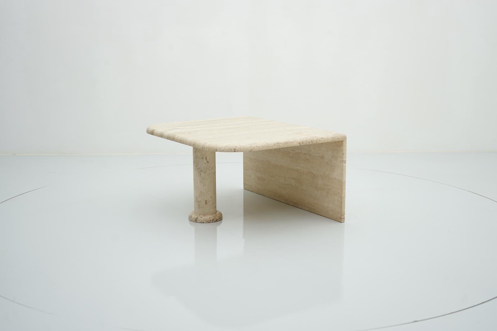 Travertine Side or Coffee Table, Single Night Stand, Italy 70s 1