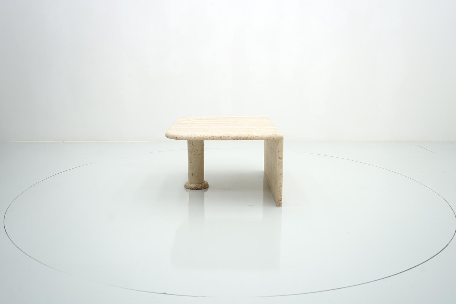 Travertine Side or Coffee Table, Single Night Stand, Italy 70s 2