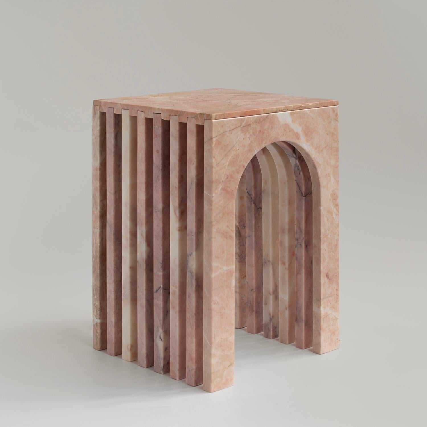 Dutch Pink Marble Side Table 