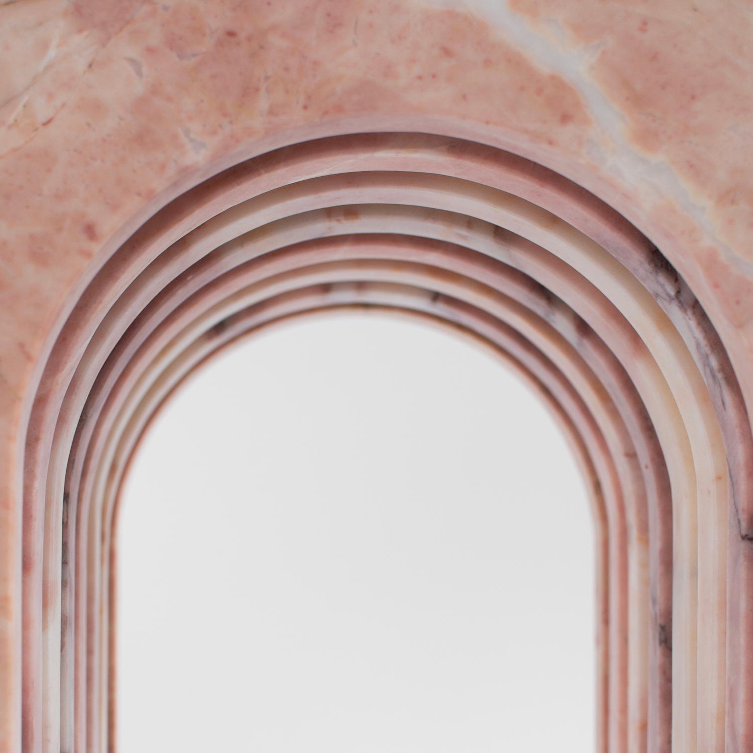 Contemporary Pink Marble Side Table 