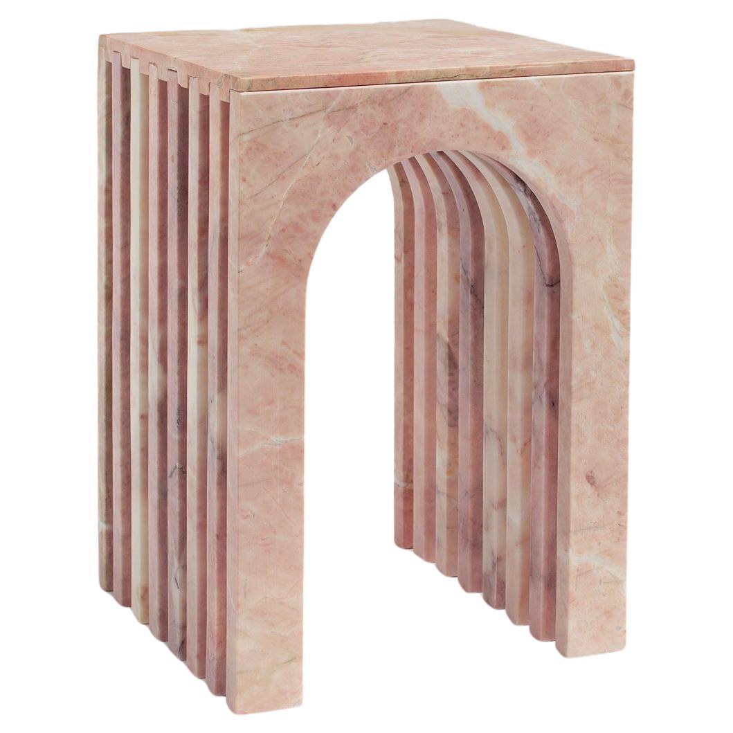 Pink Marble Side Table "Balance" For Sale