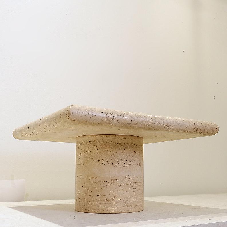 Travertine Side Table by Angelo Mangiarotti, Up and Up For Sale 1