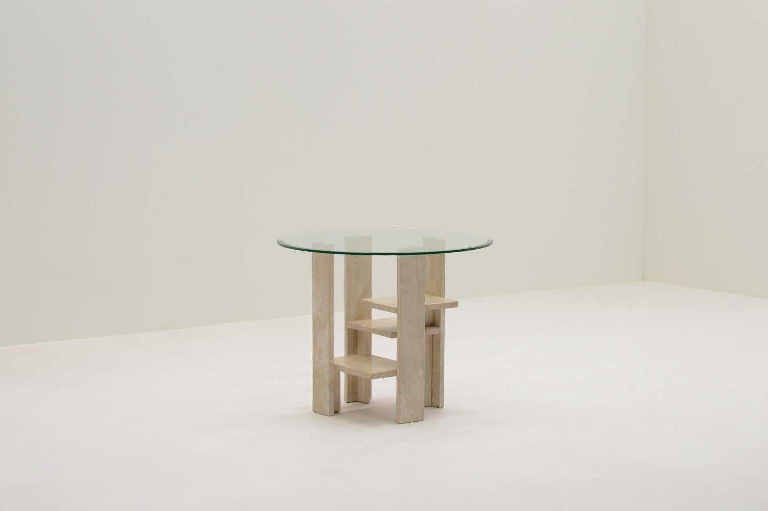 Mid-Century Modern Travertine side table by Willy Ballez, 1970s Belgium. For Sale