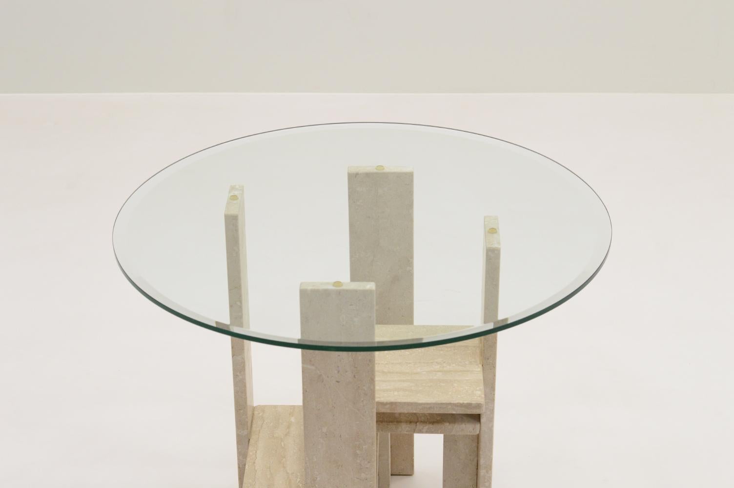 Belgian Travertine side table by Willy Ballez, 1970s Belgium. For Sale