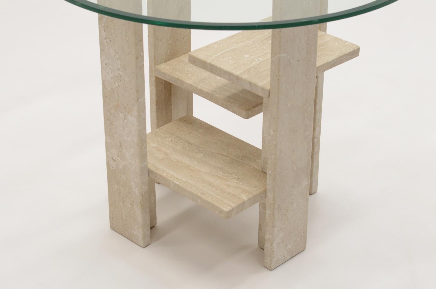 Travertine side table by Willy Ballez, 1970s Belgium. In Good Condition For Sale In Landgraaf, NL