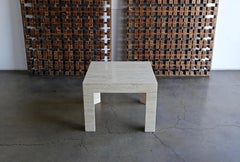 Travertine Side Table, circa 1980