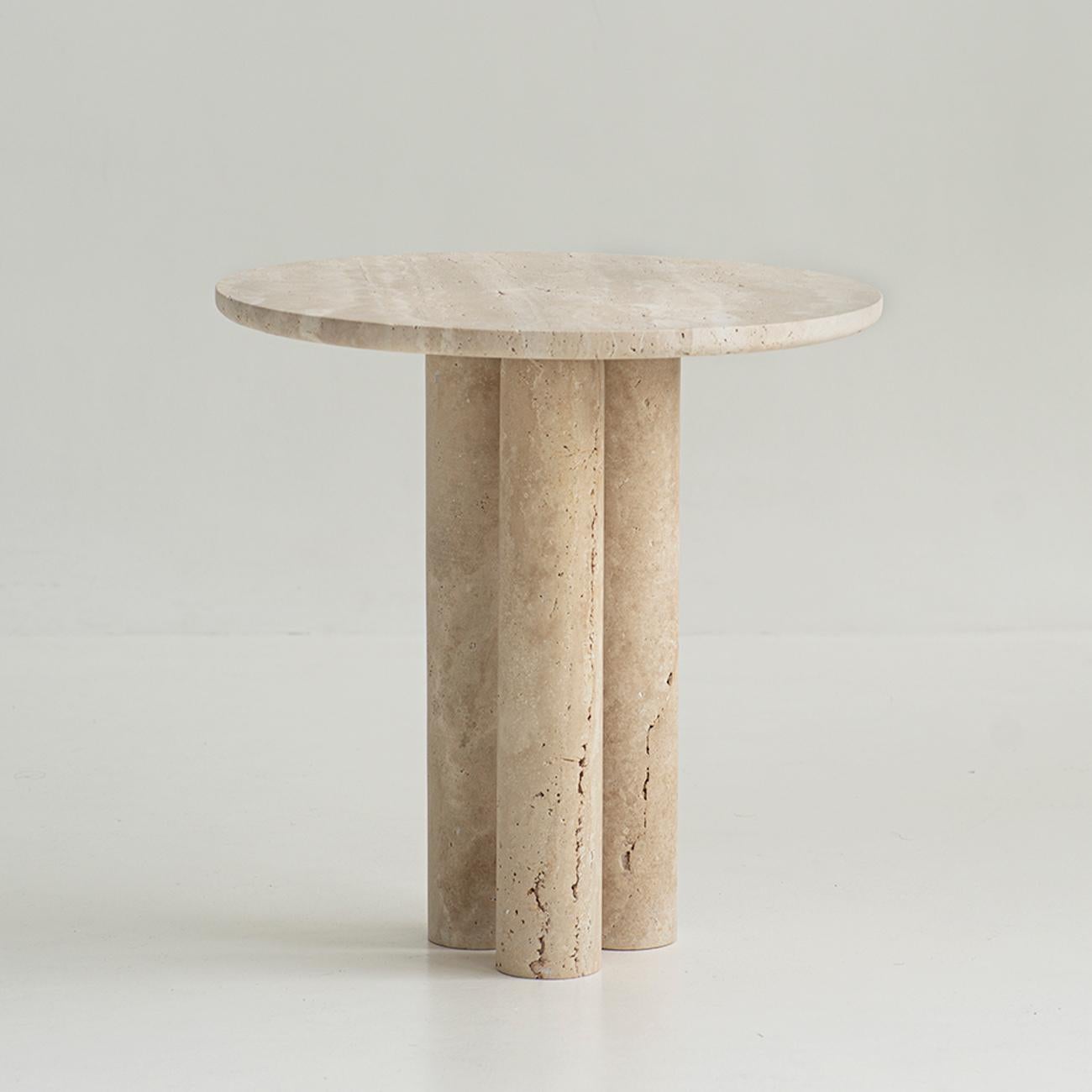 Modern Travertine Side Table For Sale