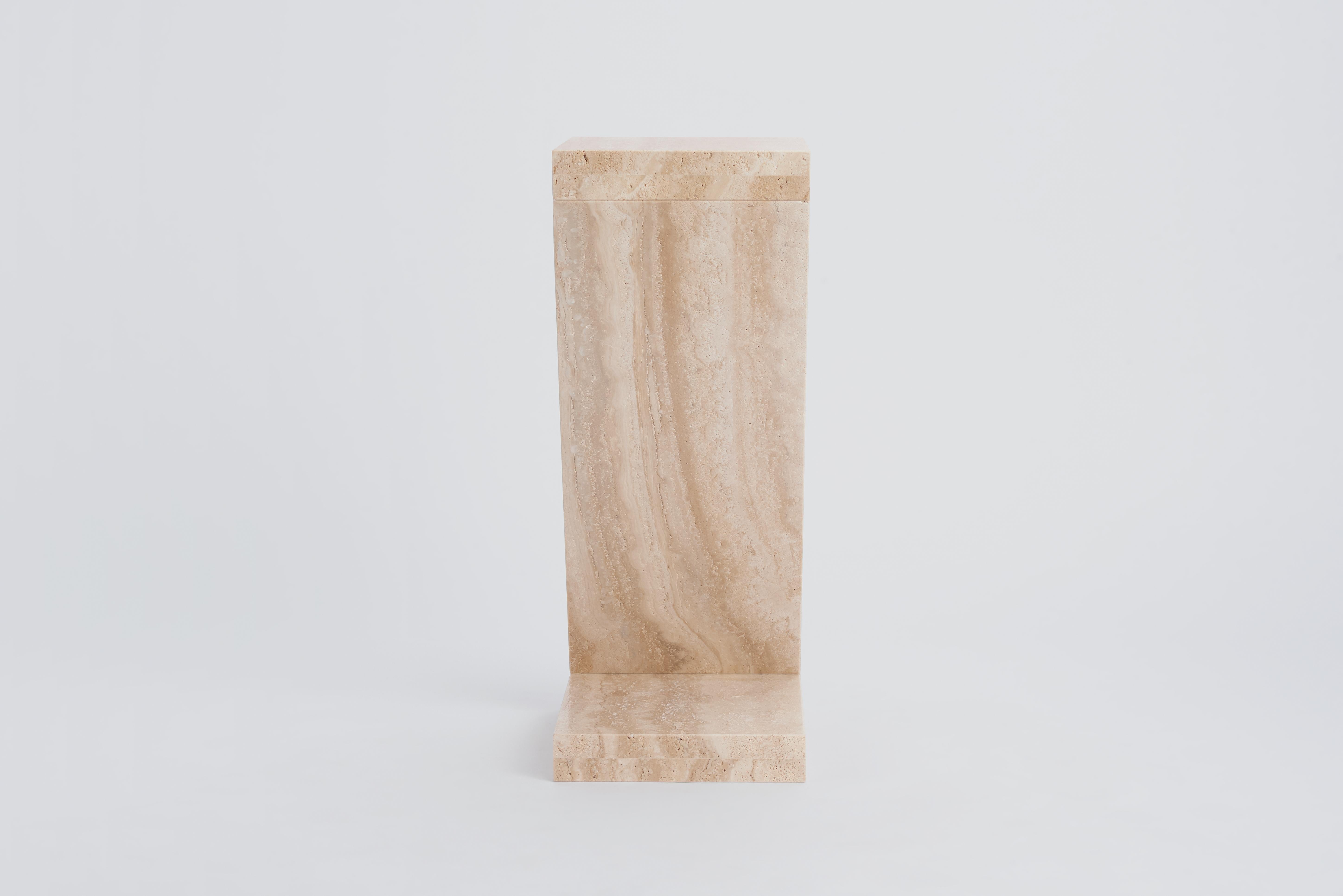 Brutalist Travertine Side Table For Sale