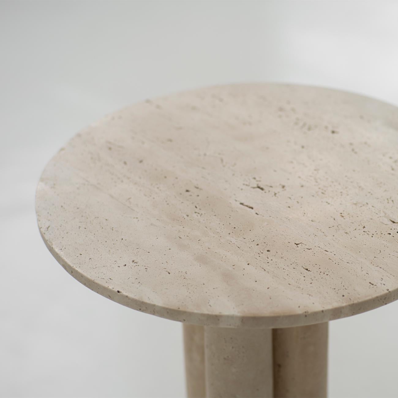 Hand-Crafted Travertine Side Table For Sale