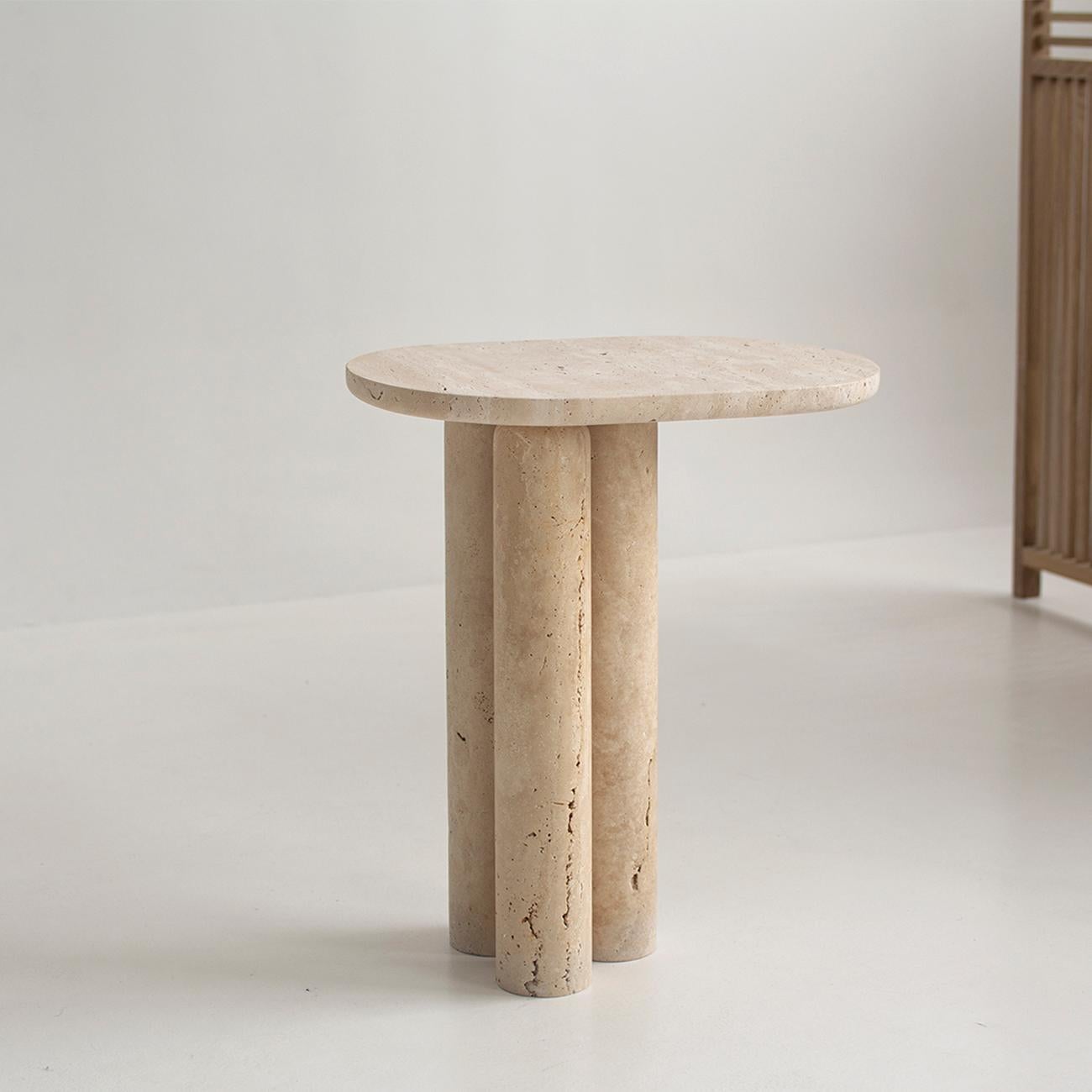 Dutch Travertine Side Table For Sale