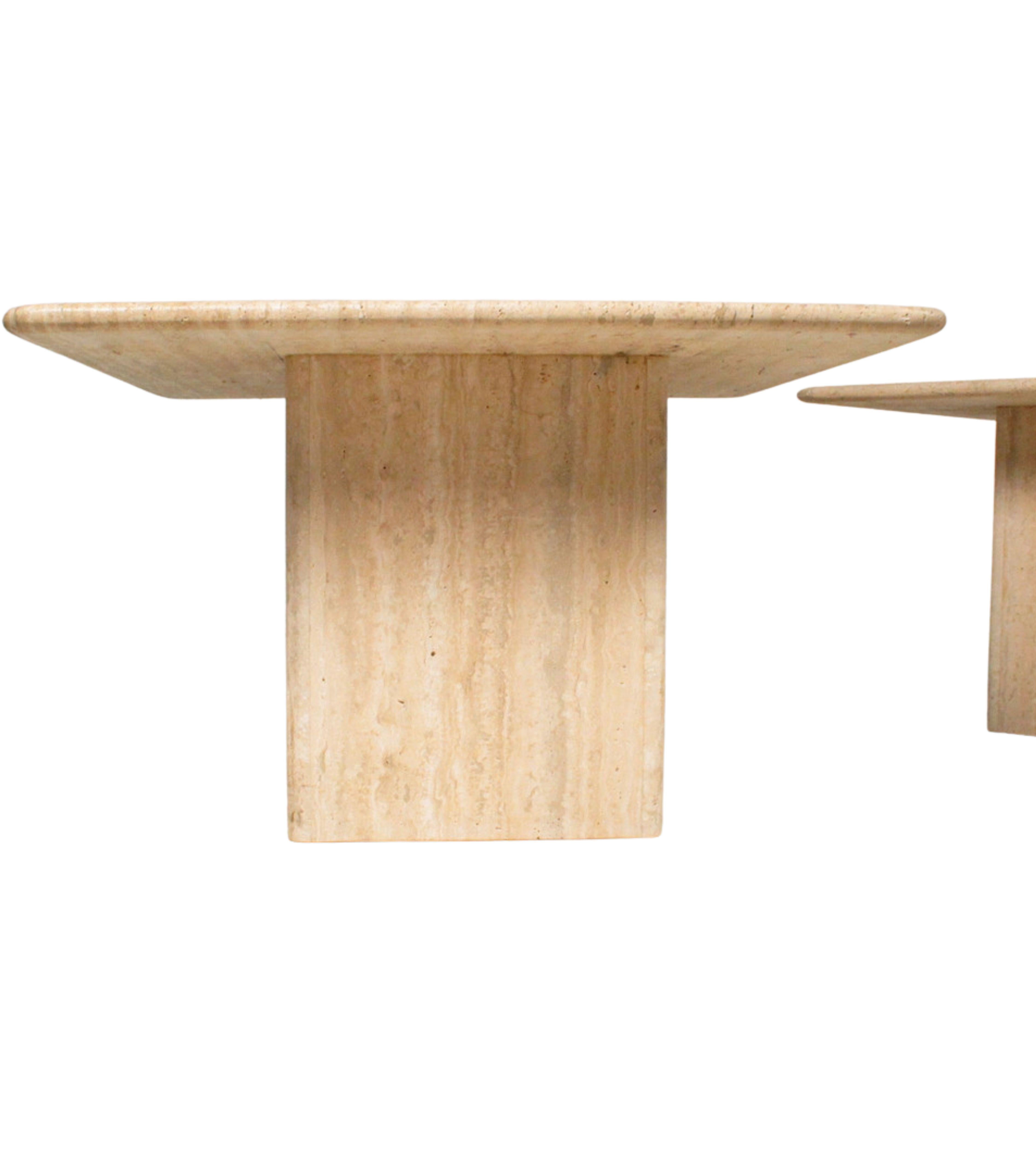 Italian Travertine Side Table in Pair, Italy, 1970s