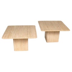 Travertine Side Table in Pair, Italy, 1970s