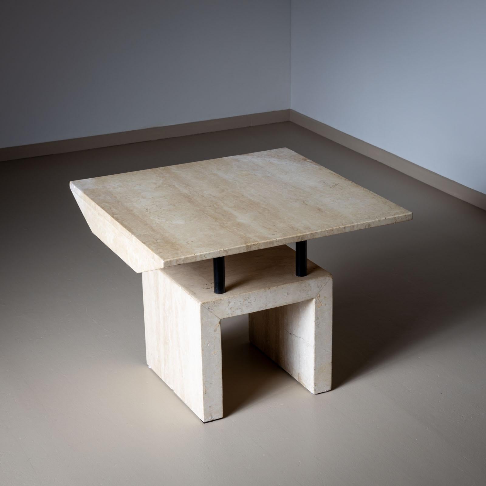 Modern Travertine Side Table, late 20th Century For Sale