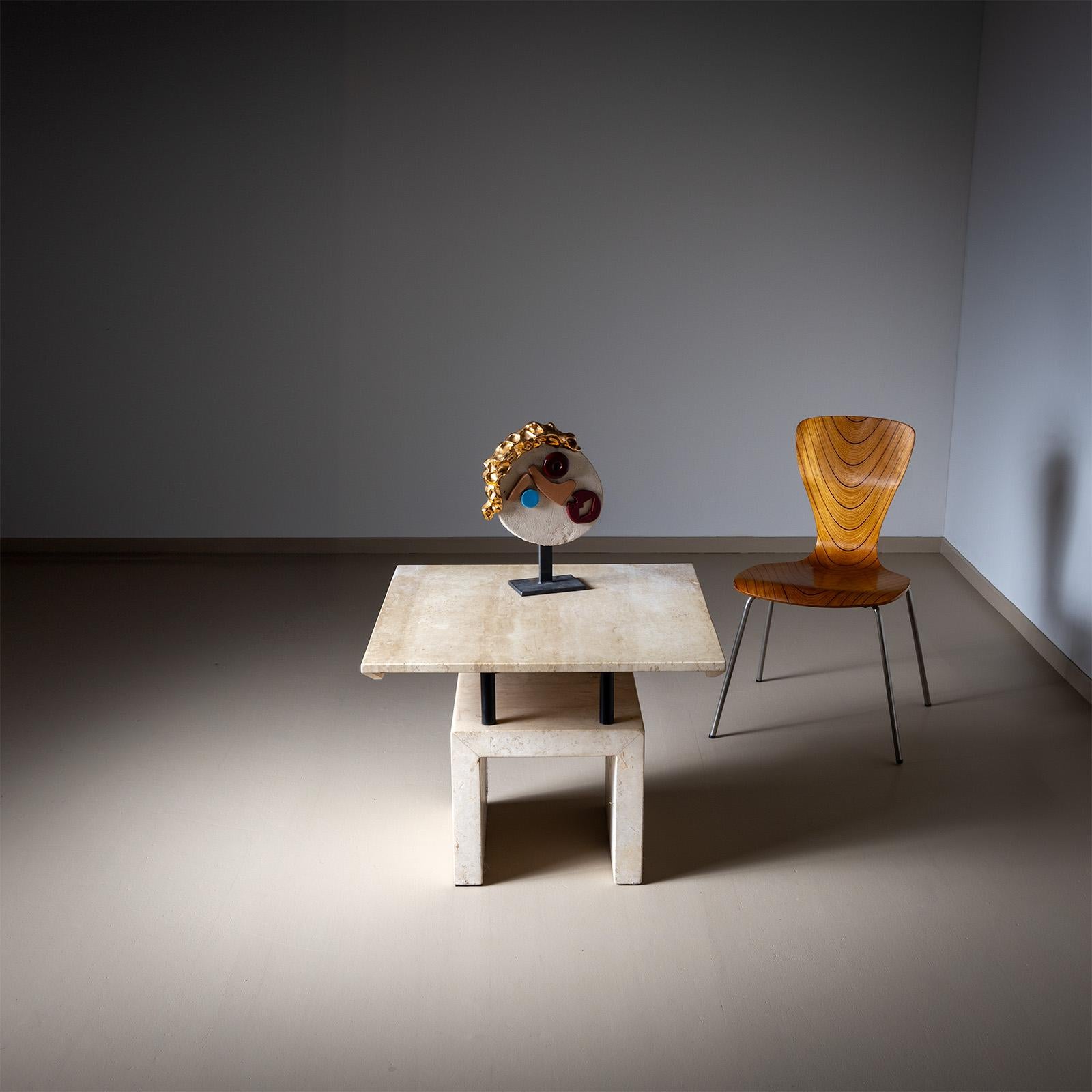 Travertine Side Table, late 20th Century In Good Condition For Sale In Greding, DE