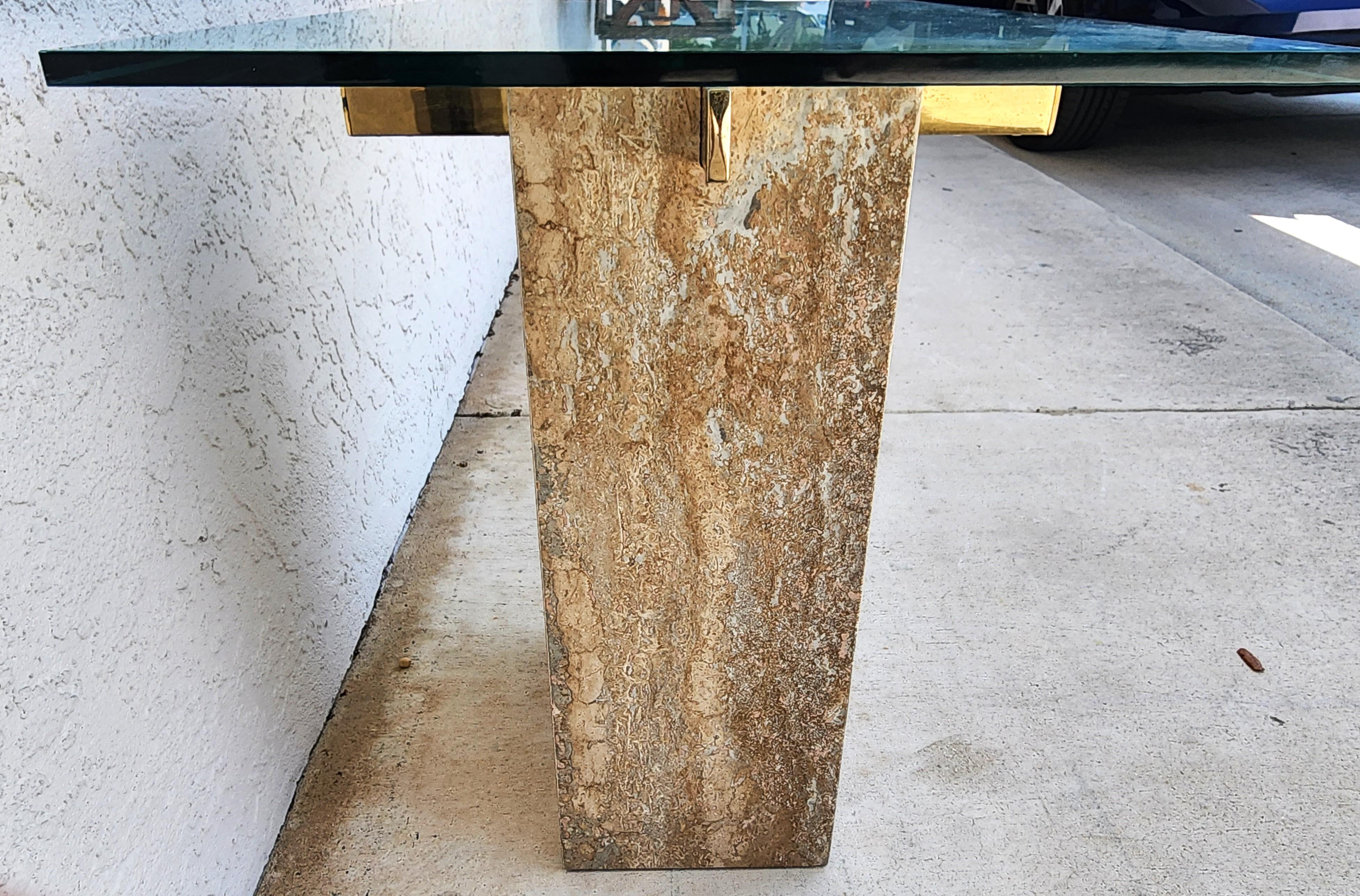 Travertine Side Table Marble Glass by Artedi For Sale 5