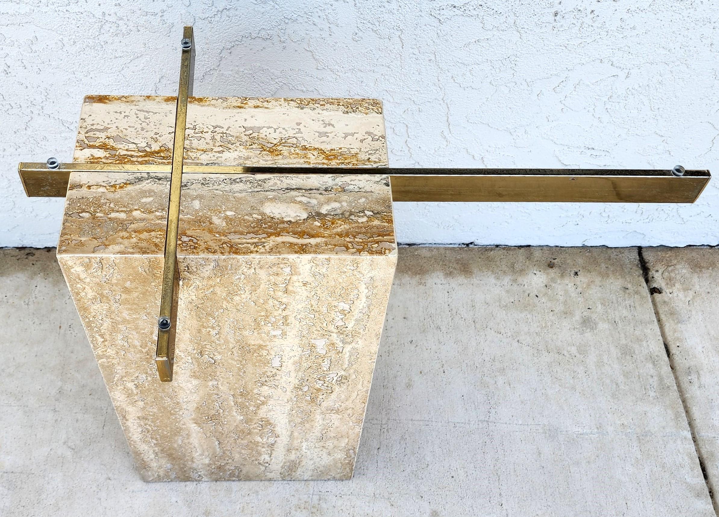 Tavolino in travertino marmo vetro di Artedi in vendita 2